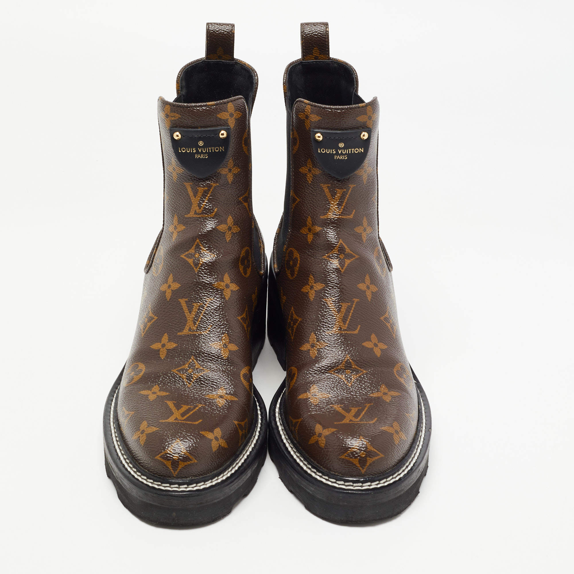 Louis Vuitton Brown Monogram Canvas Beaubourg Ankle Boots Size 40