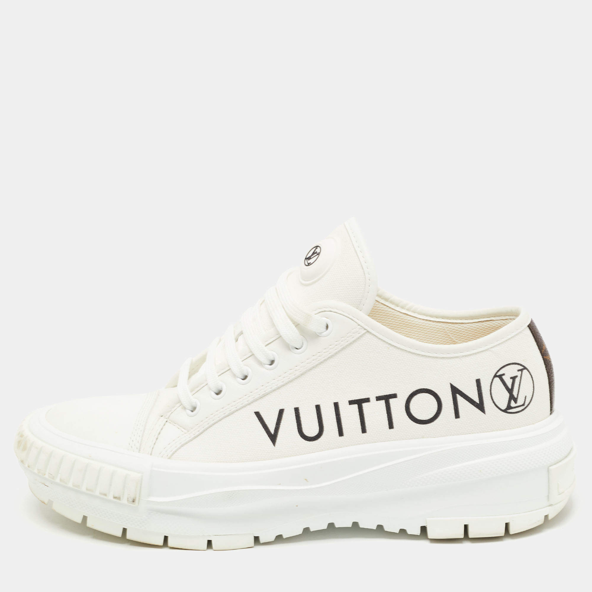 Louis Vuitton White/Brown Monogram Canvas Lace Up Sneakers Size 40 Louis  Vuitton