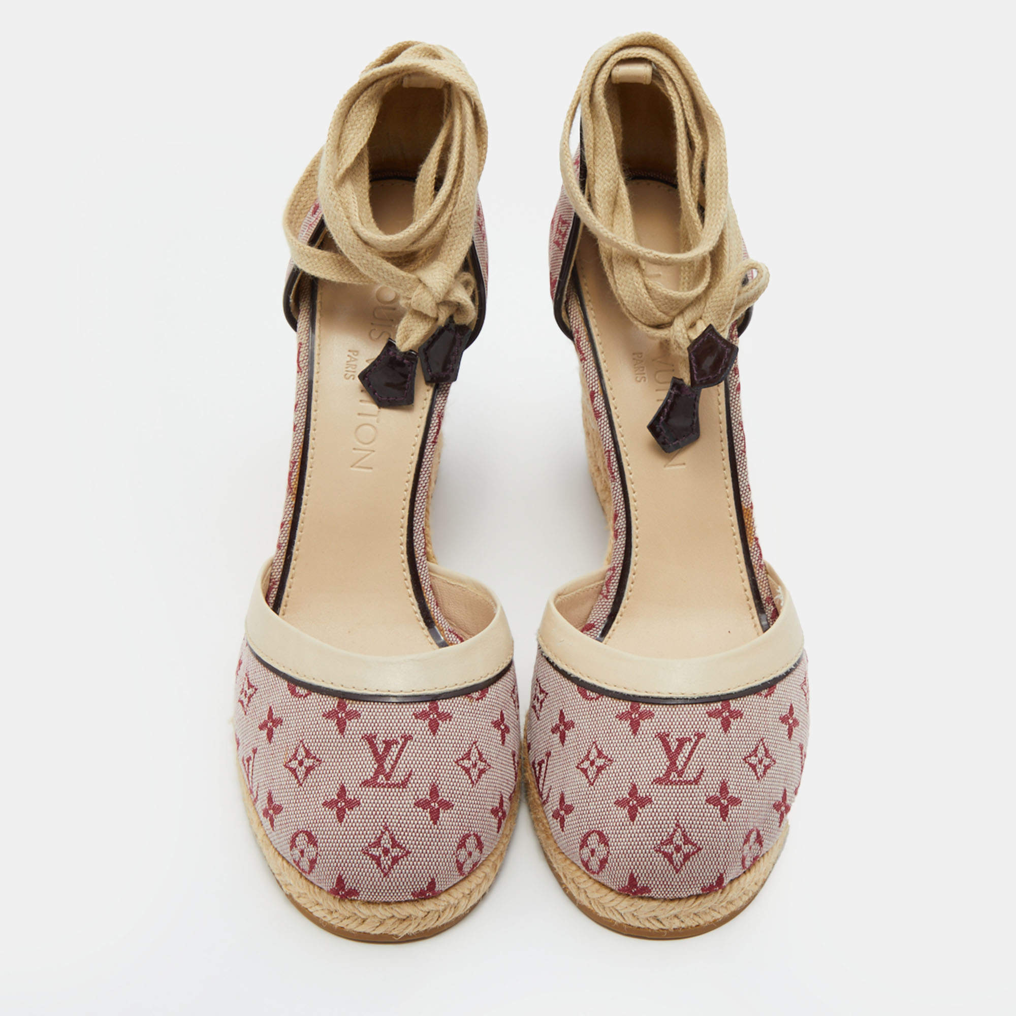 Louis Vuitton Pink Monogram Canvas and Leather Starboard Espadrille Wedge  Pumps Size 38 Louis Vuitton