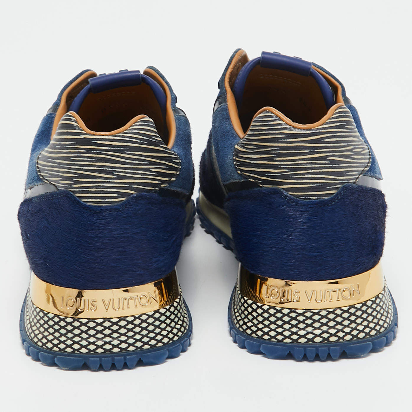 Louis Vuitton Run Away Blue Epi calf leather Textile Sneakers with calf  skin fur 36,5 Suede Patent leather ref.275019 - Joli Closet