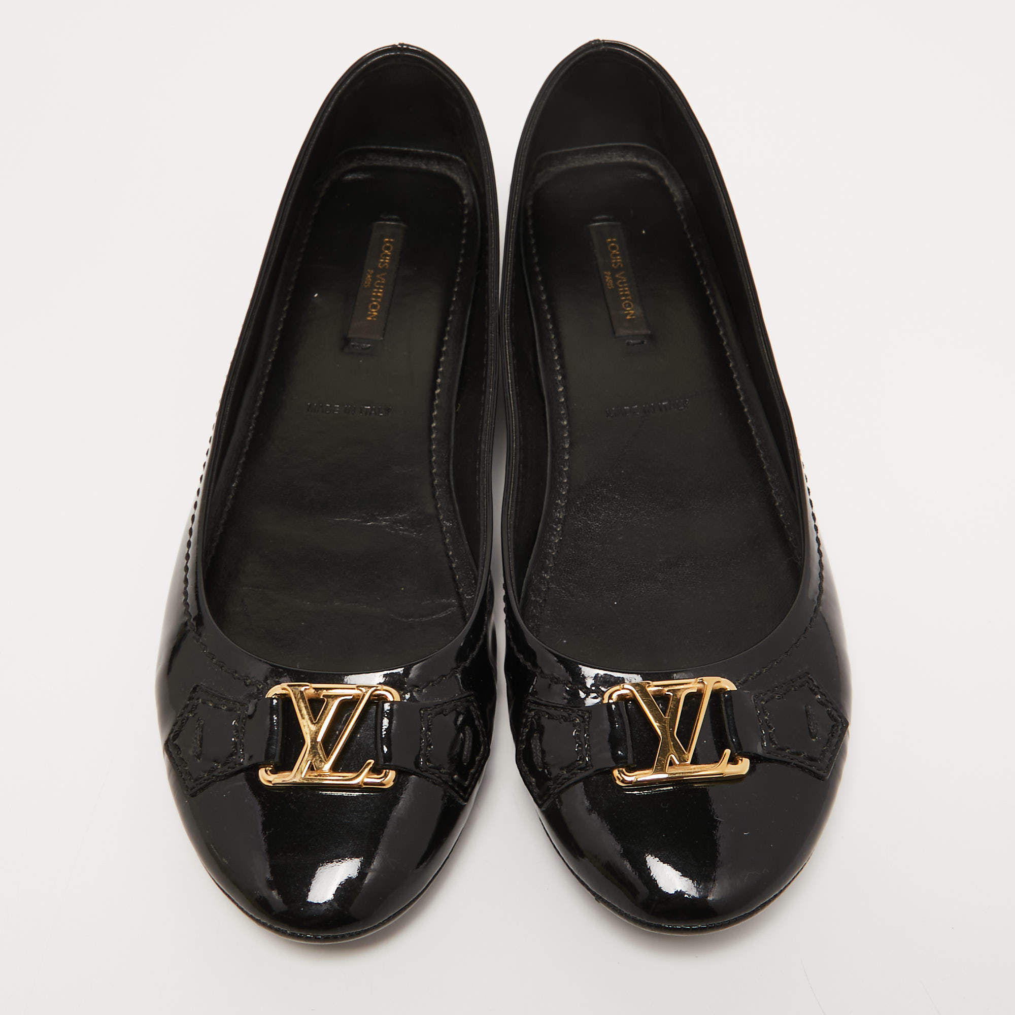 Louis Vuitton Black Patent Leather Oxford Flat Loafer Shoes Size 8 -  Yoogi's Closet
