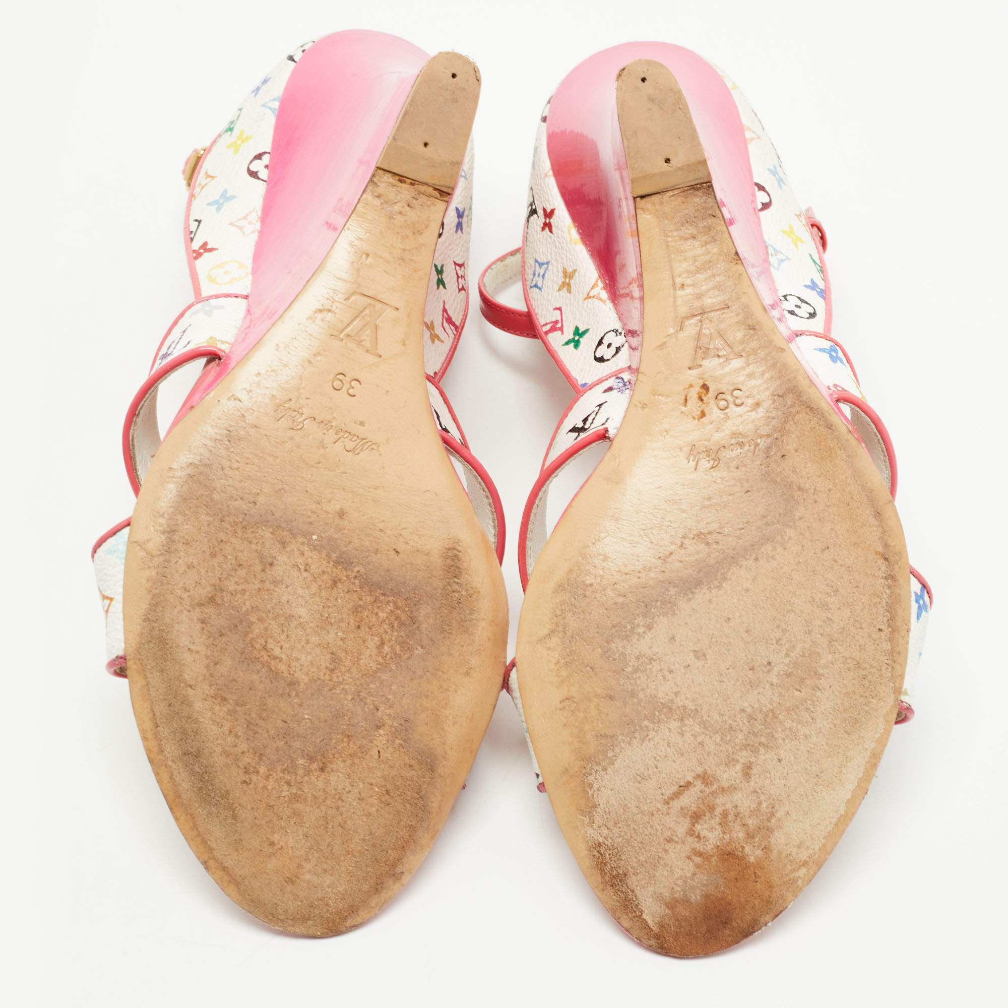 Louis Vuitton Monogram Womens Heeled Sandals, Pink, 39