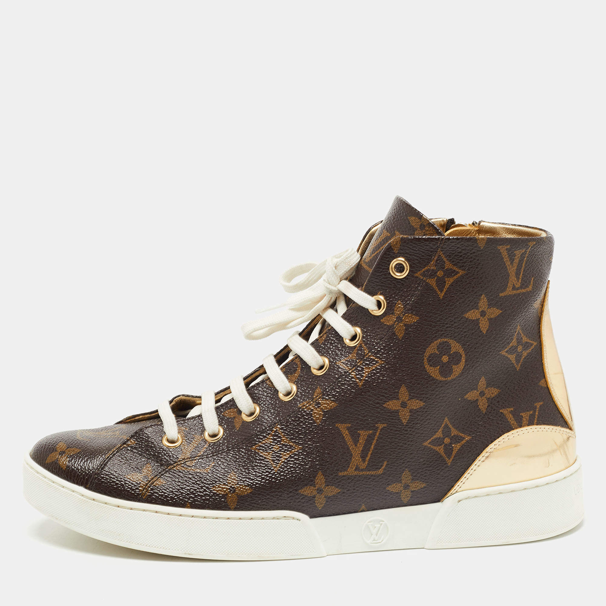 Louis Vuitton Brown Monogram Canvas and Leather Stellar Sneakers Size 39