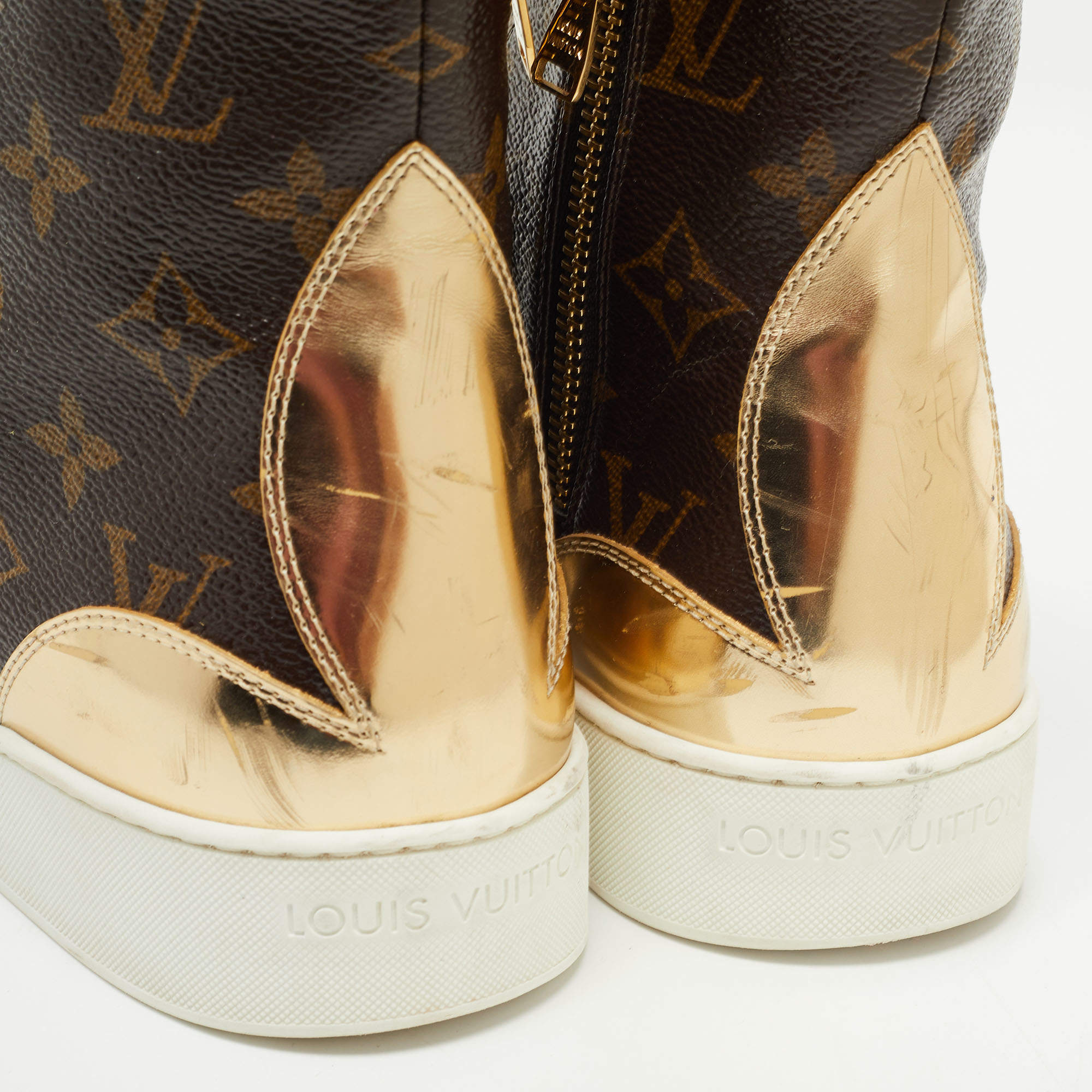 Louis Vuitton Brown Monogram Canvas and Leather Stellar Sneakers Size 39  Louis Vuitton