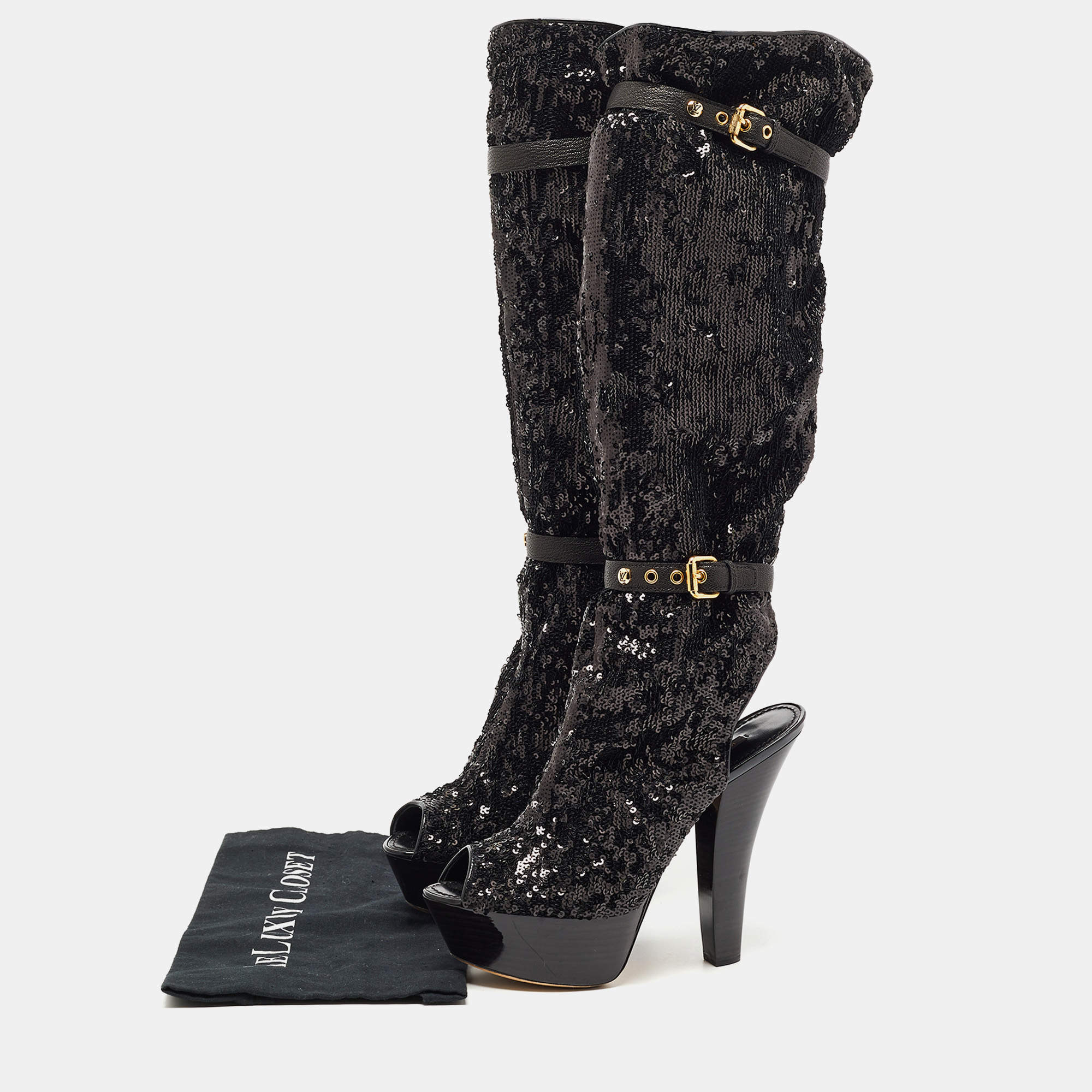 Louis Vuitton Sparkle High Boot BLACK. Size 37.0