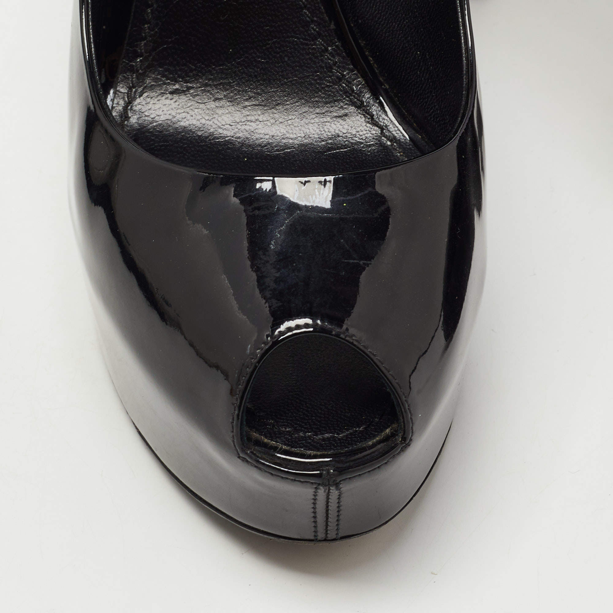 Louis Vuitton Black Patent Leather Lily Open Side Pumps Size 7.5/38 -  Yoogi's Closet