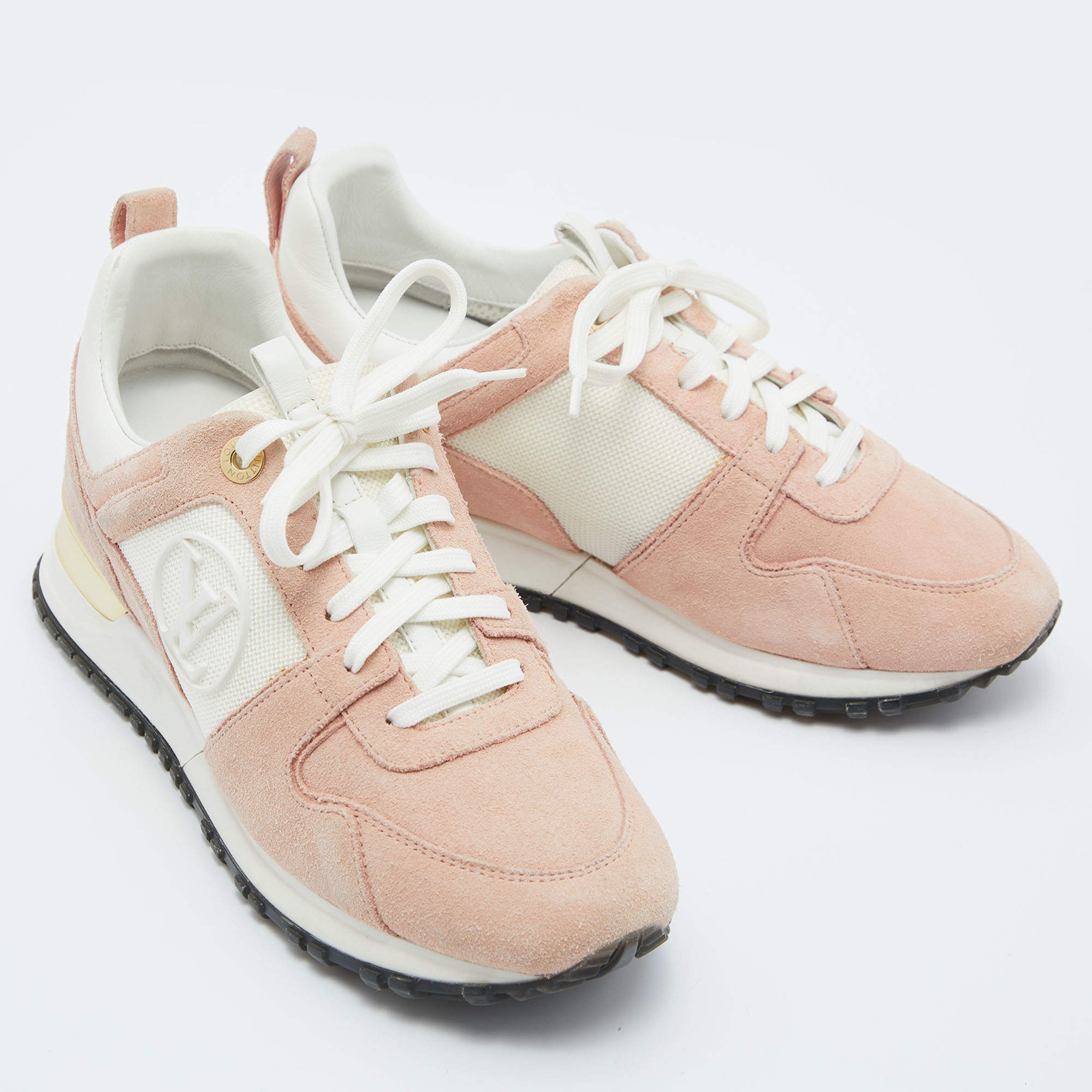 LOUIS VUITTON White & Pink LV Sneakers (Sz. 38) — MOSS Designer Consignment