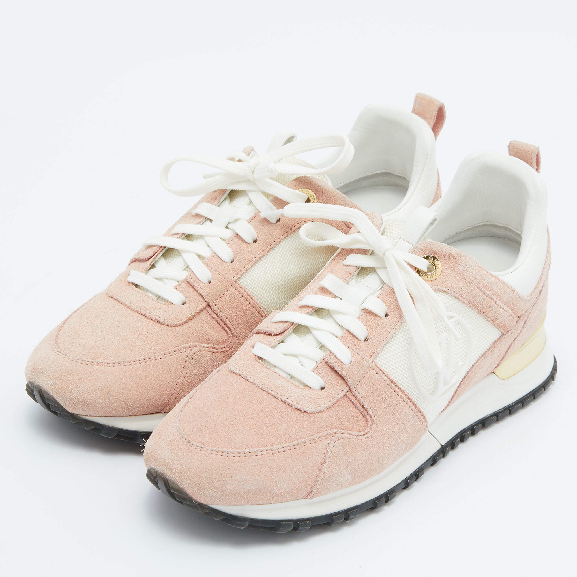 Louis Vuitton Pink/White Suede, Mesh and Leather Run Away Low-Top Sneakers  Size 37 Louis Vuitton