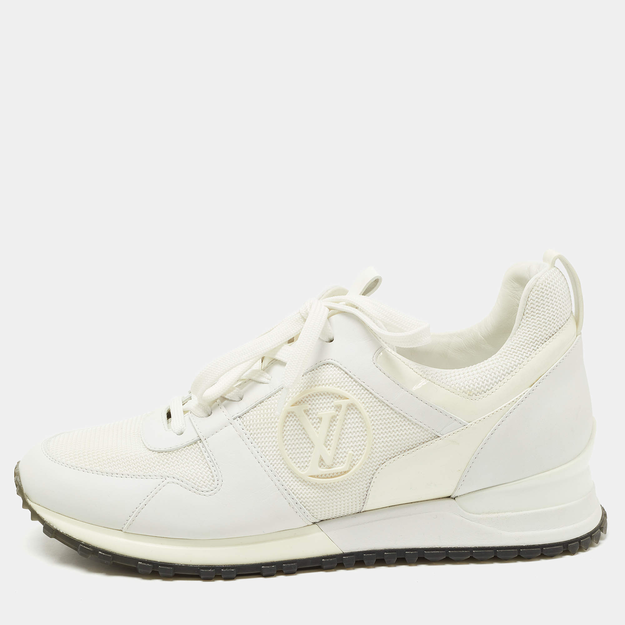 Louis Vuitton White/Grey Leather and Mesh RunAway Sneakers Size 39