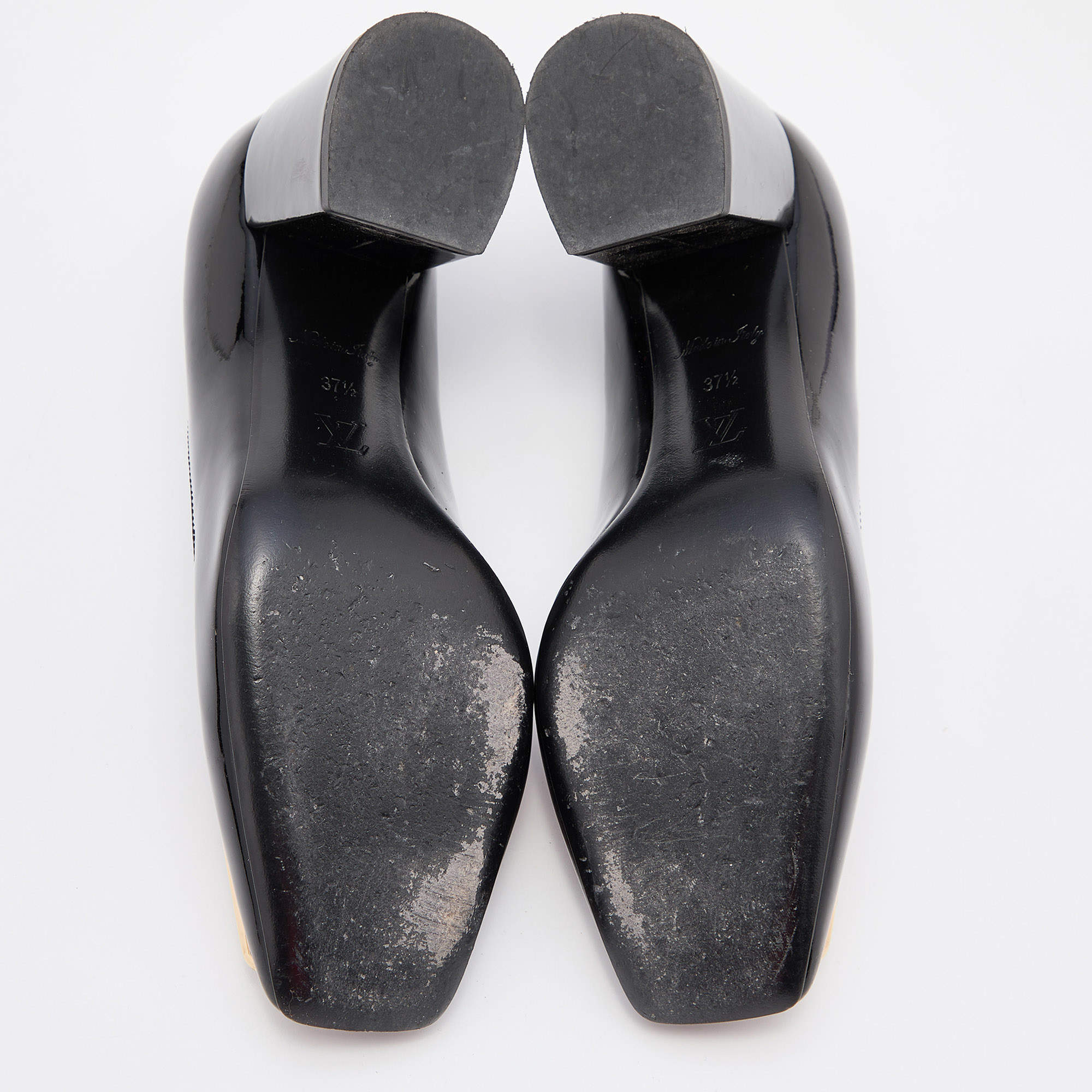 Louis Vuitton Black Patent Leather Madeleine Square Toe Pumps Size 40