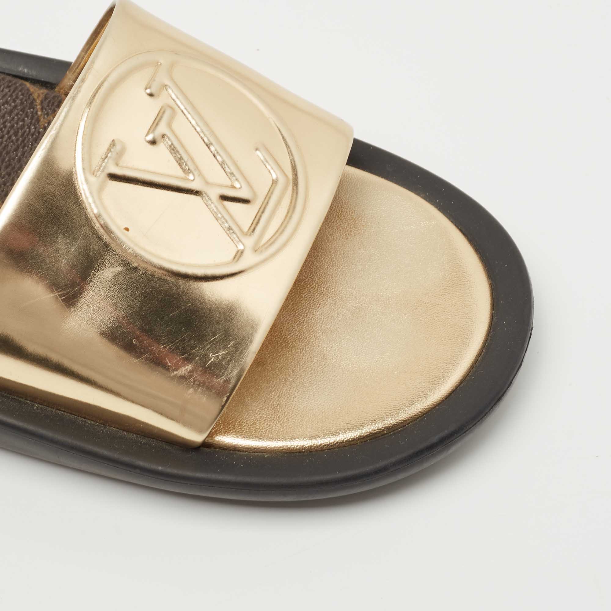 Sunbath leather mules Louis Vuitton Gold size 39 EU in Leather - 22290182