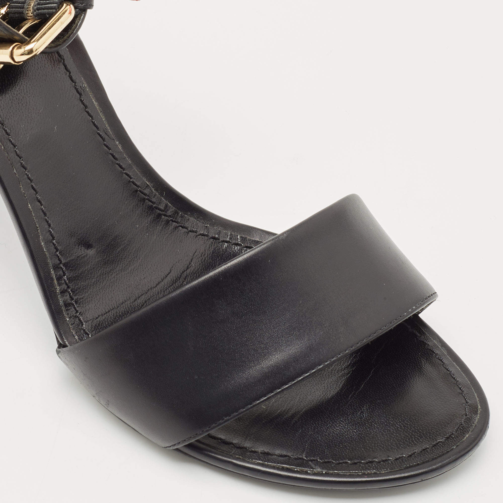 Louis Vuitton Black Canvas and Leather Ankle Strap Sandals Size 39 Louis  Vuitton