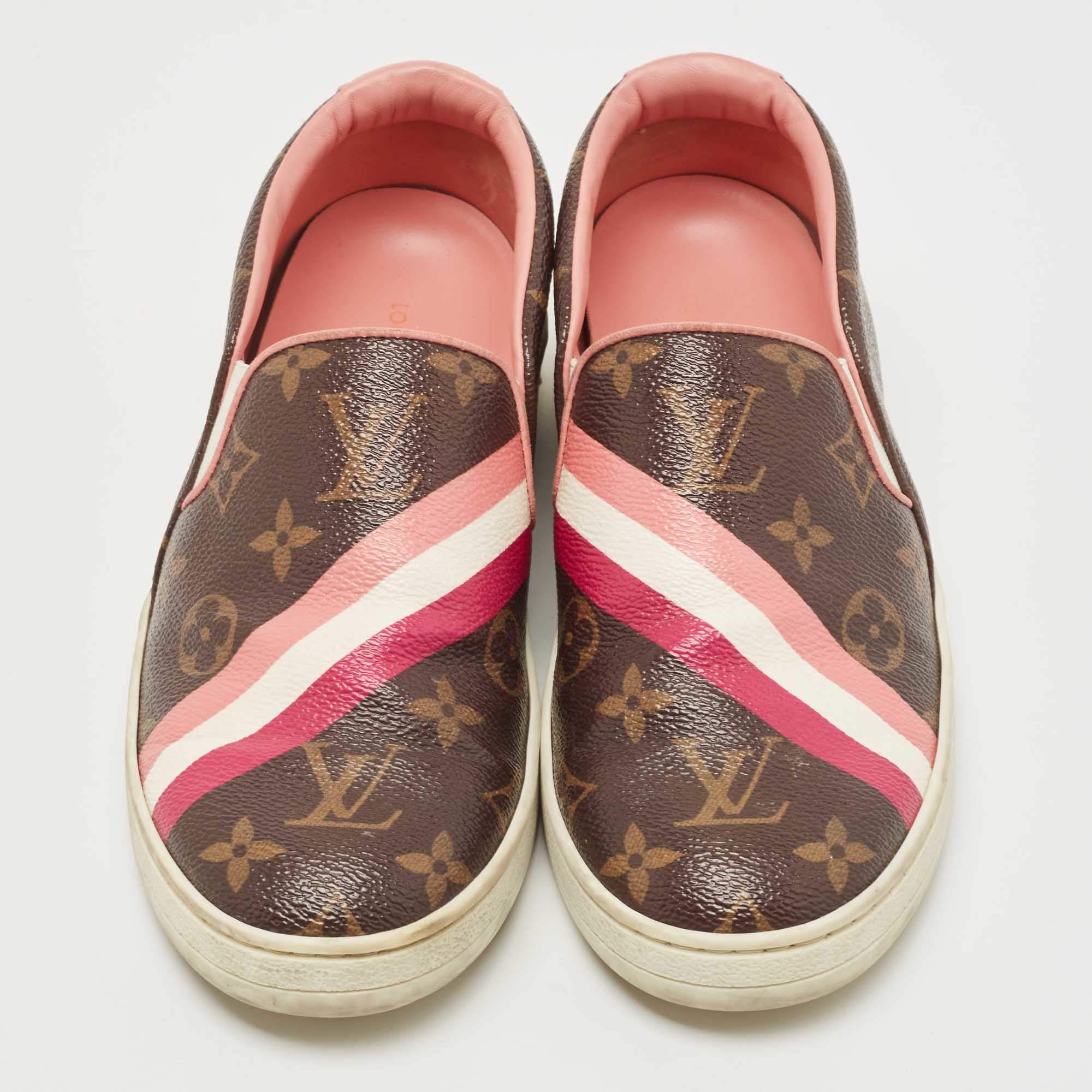 Louis Vuitton Brown/Pink Monogram Canvas And Leather Frontrow Slip