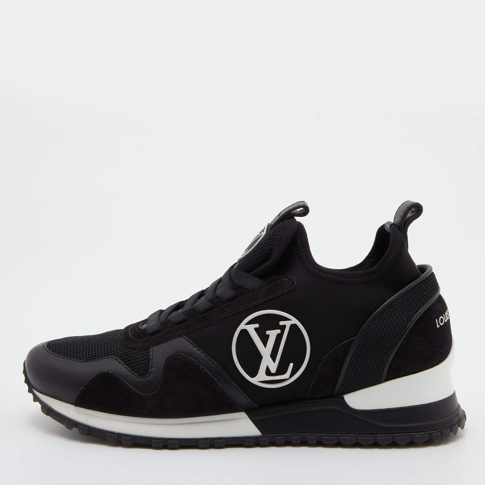 Louis Vuitton Black Mesh and Leather Mesh Run Away Sneakers Size 36