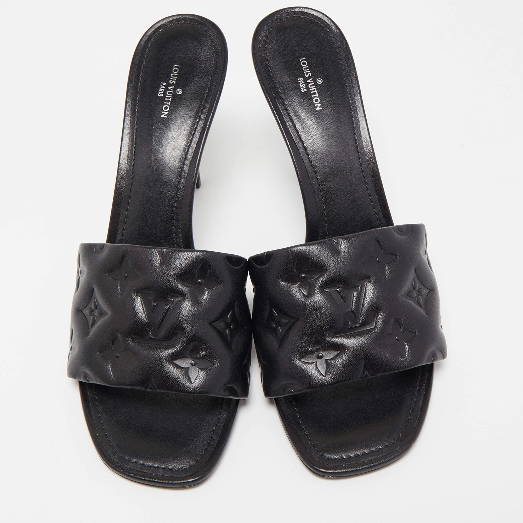 Louis Vuitton White & Silver Monogram Slides