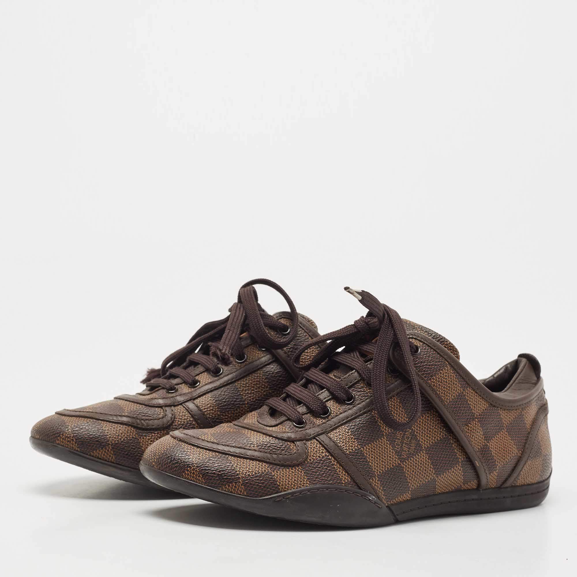 Louis Vuitton Brown Damier Ebene Canvas and Leather Low Top Sneakers Size  35.5 Louis Vuitton