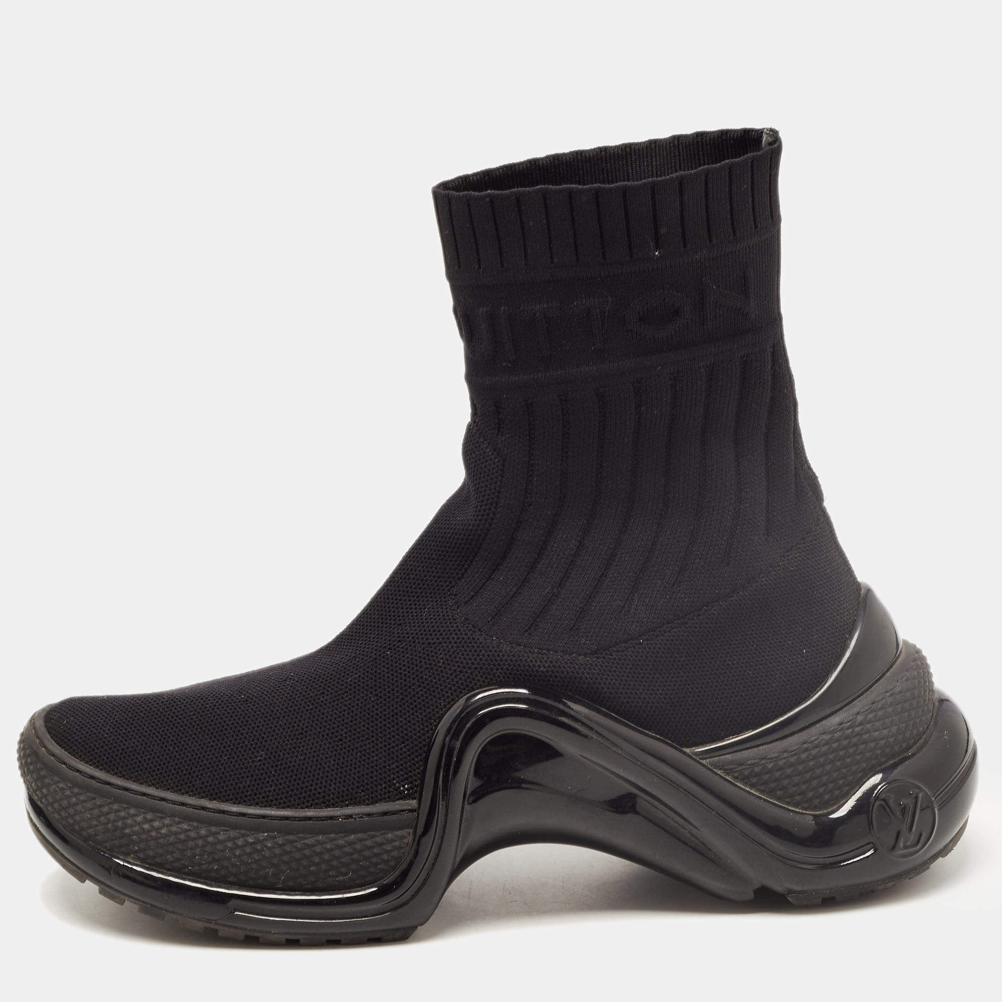 مملوكة مسبقًا Louis Vuitton Black Knit Fabric LV Archlight High Top Sneakers Size 37