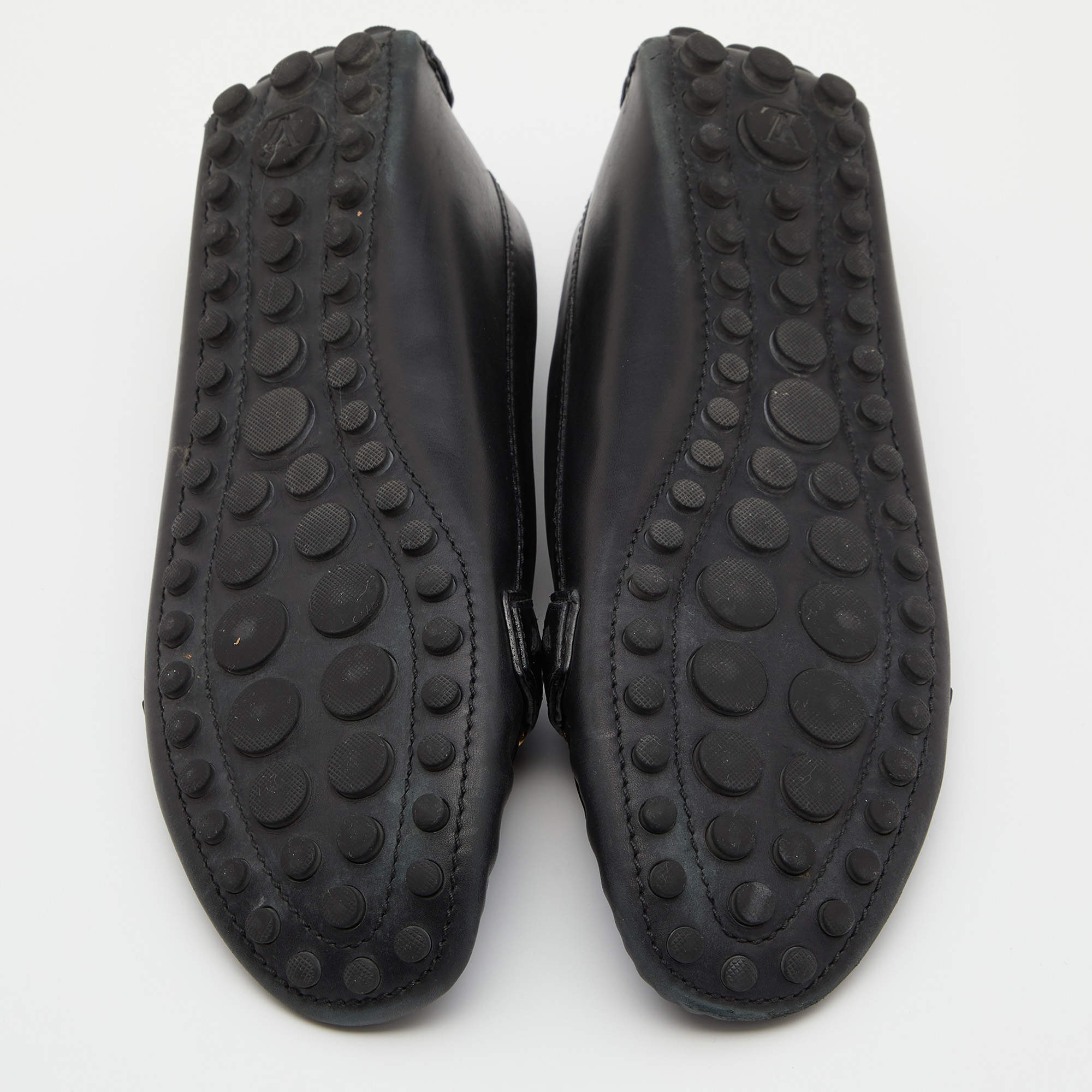 Louis Vuitton Black Leather Oxford Slip on Loafers Size 40.5