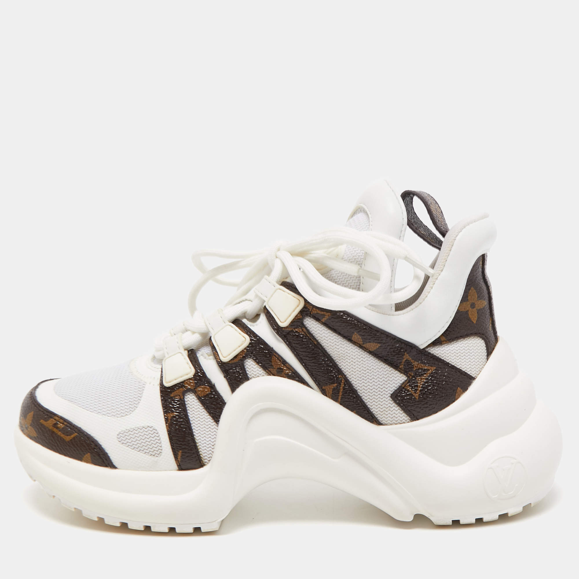 Louis Vuitton White Nylon and Leather Archlight Low Top Sneakers Size 36