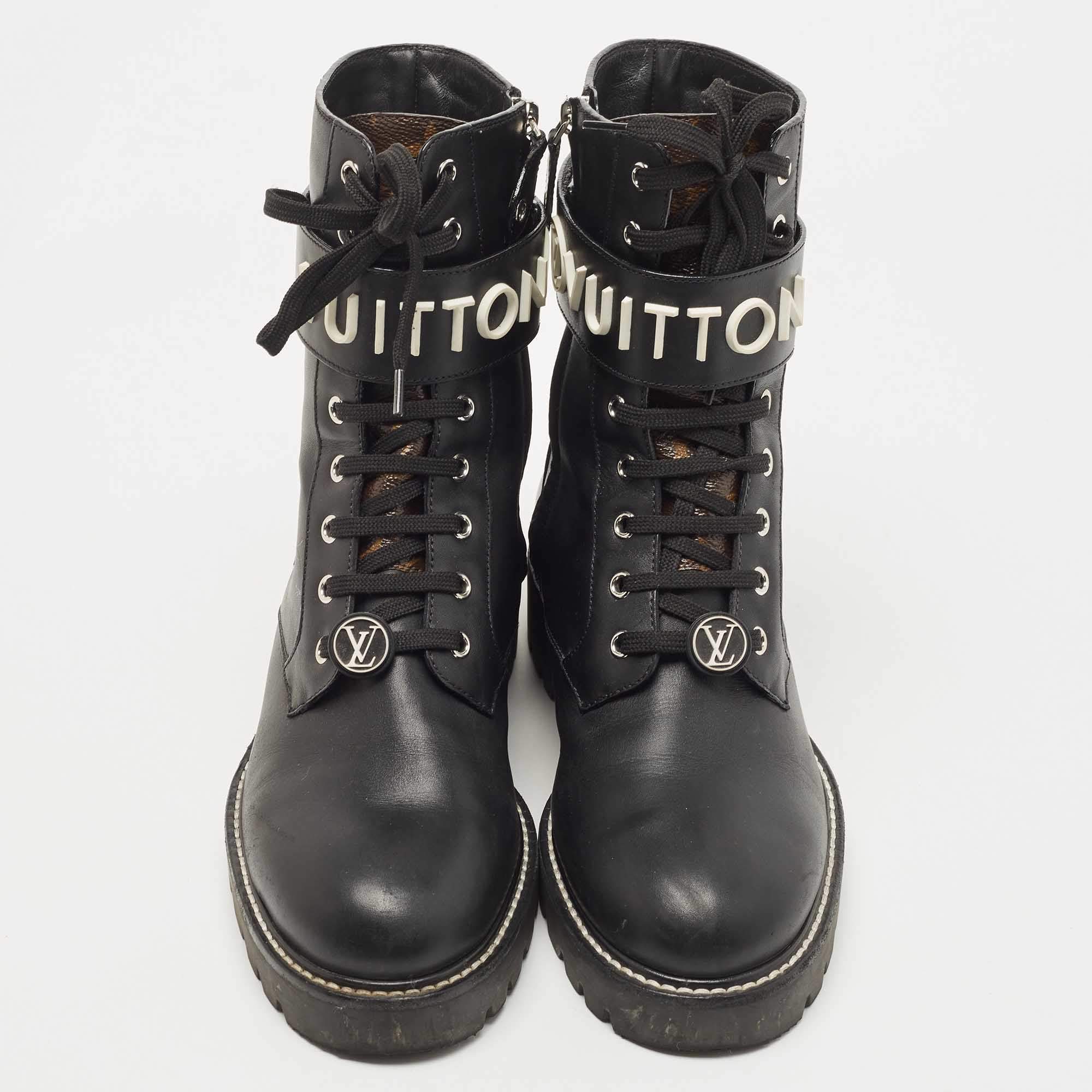 Louis Vuitton Black Leather Wonderland Ranger LV Twist Boots Size 9.5/40 -  Yoogi's Closet