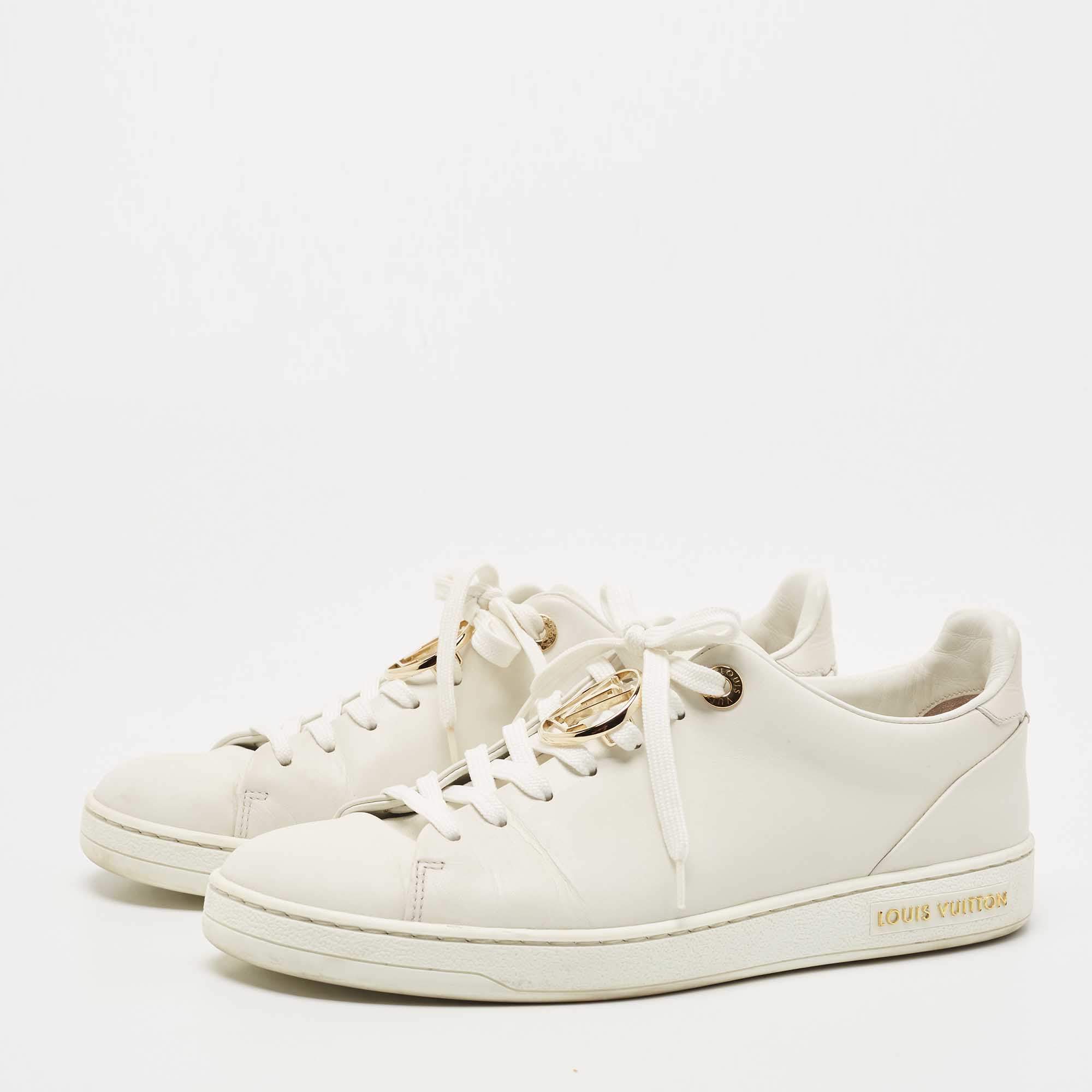 Louis Vuitton White Leather Frontrow Low Top Sneakers Size 37