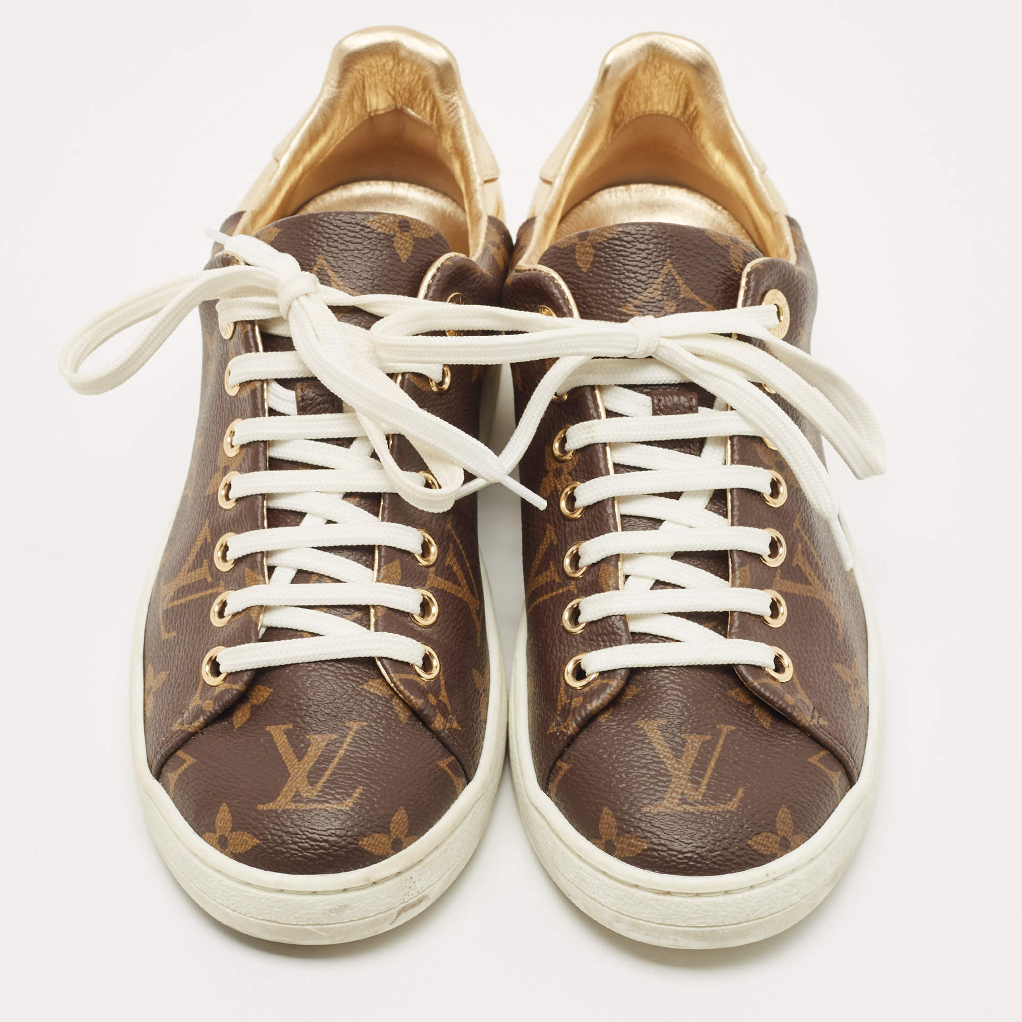 Louis Vuitton Gold Patent Leather Frontrow Sneakers Size 6.5/37 - Yoogi's  Closet