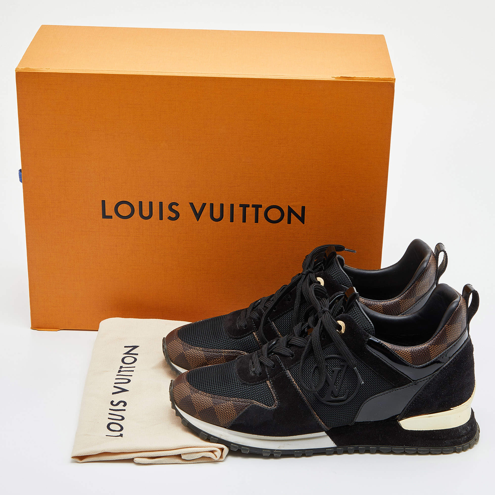 Louis Vuitton Black/Brown Monogram Canvas, Suede and Mesh Run Away Low Top  Sneakers Size 39 Louis Vuitton
