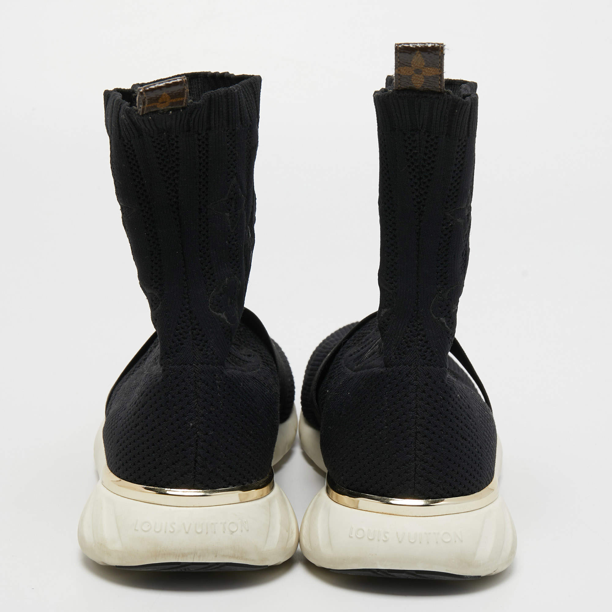 Louis Vuitton Black Knit Fabric Sock High Top Sneakers Size 38 Louis Vuitton