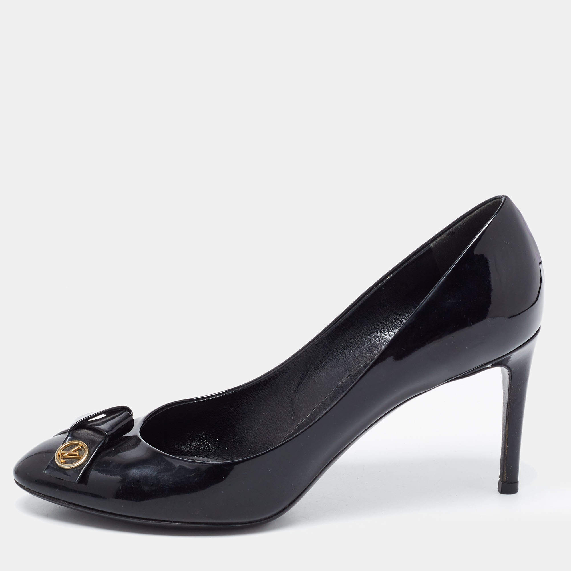 Pre Owned Louis Vuitton Black Patent Leather Fiance Pumps Size 38
