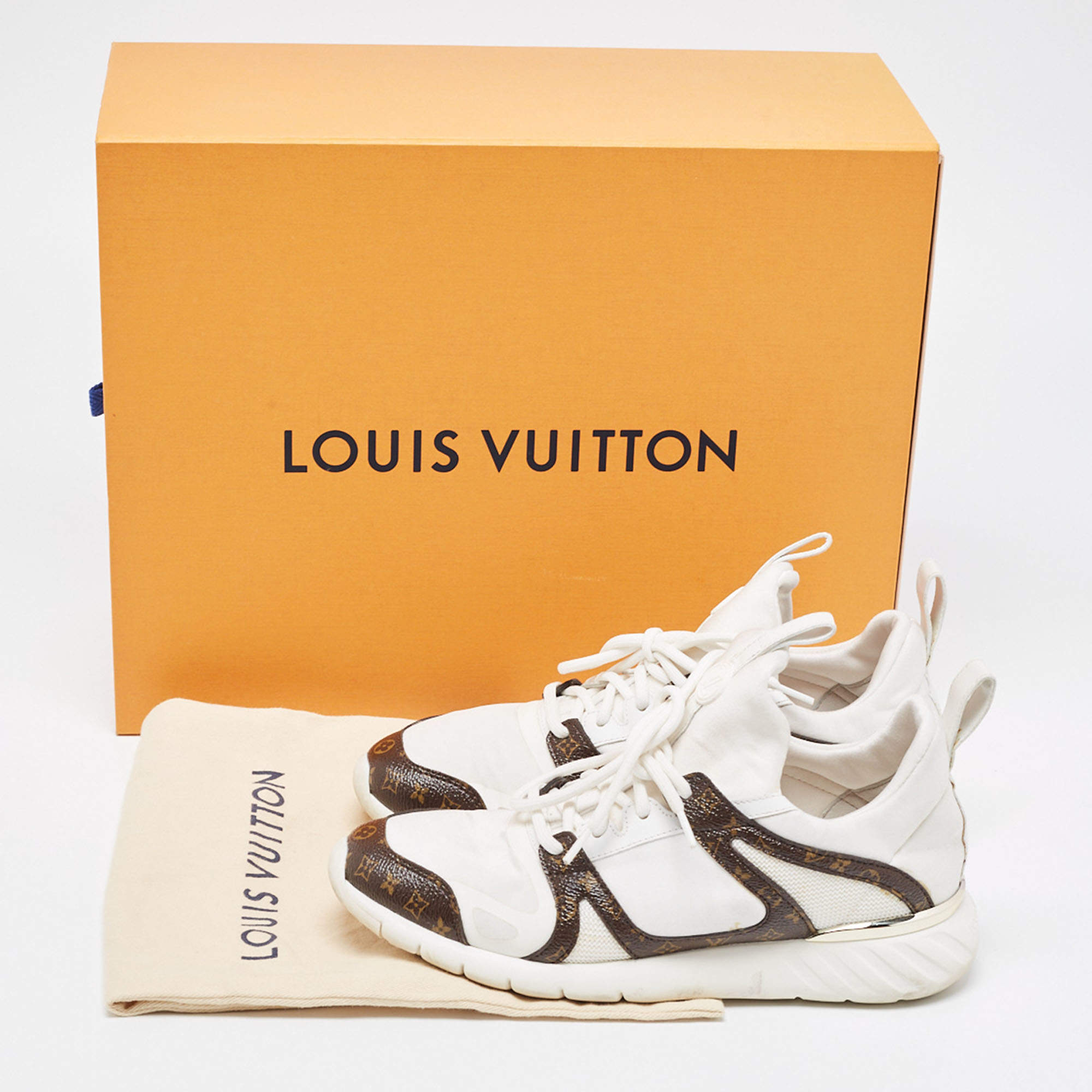 Louis Vuitton Gold Knit Fabric and Leather Aftergame Sneakers Size