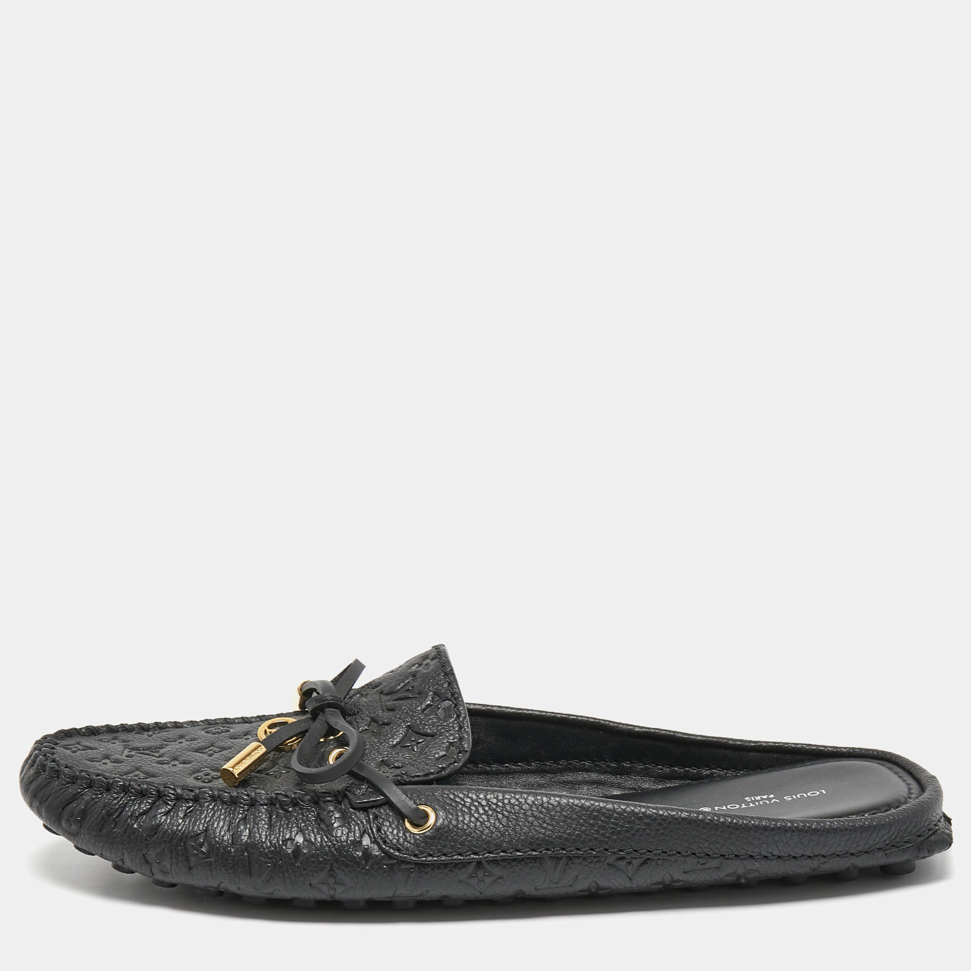 Pre Owned Louis Vuitton Black Leather Gloria Mules Size 39