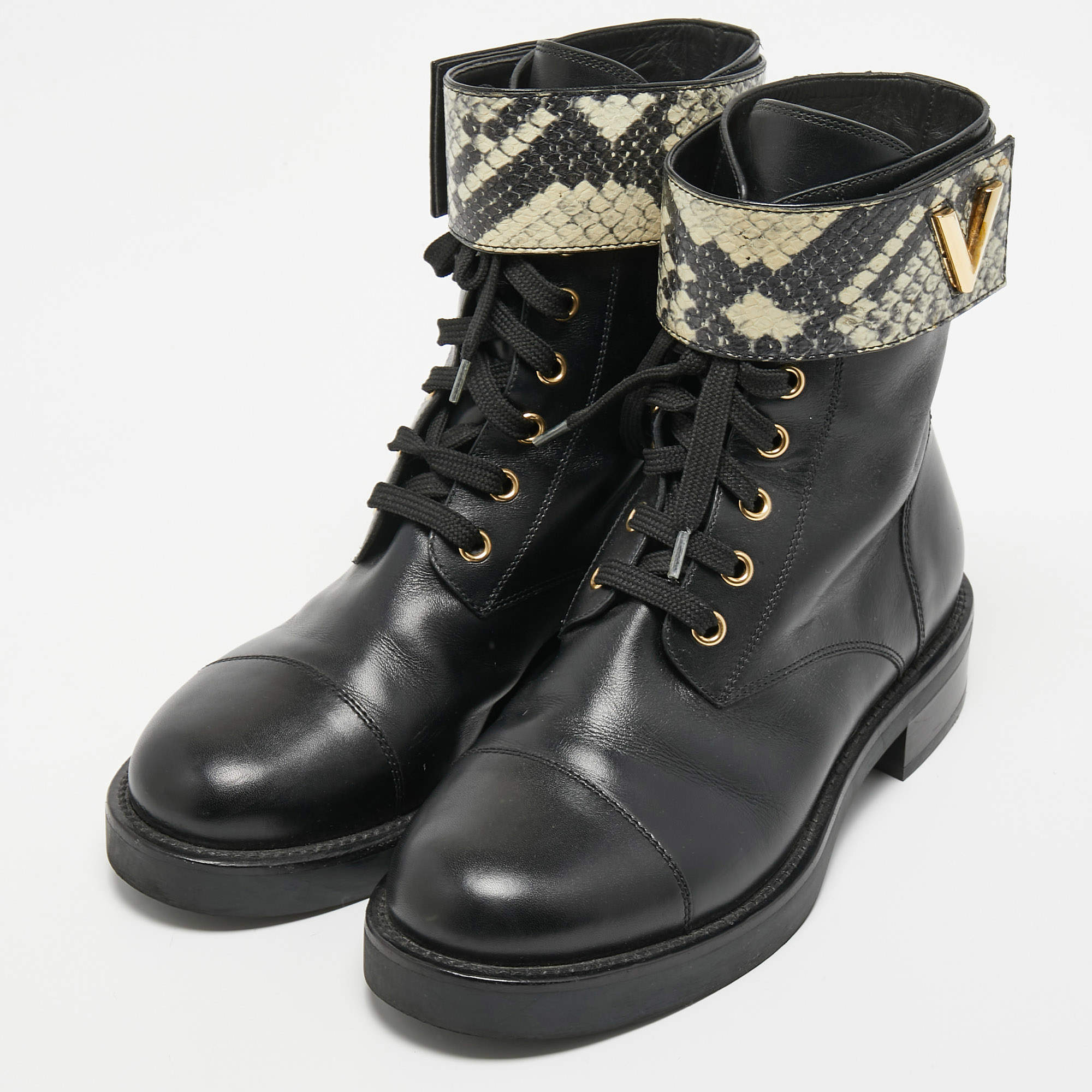 Louis Vuitton, Shoes, Louis Vuitton Monogram Wonderland Twist Flat Ranger  Combat Boots