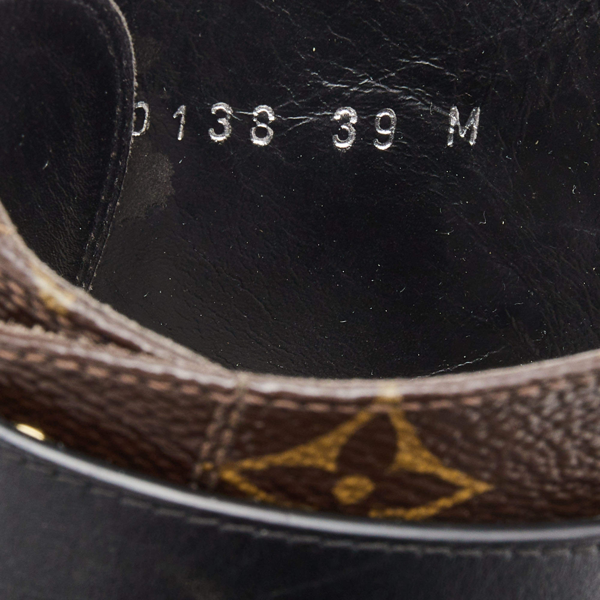 Louis Vuitton Calfskin Monogram Wonderland Flat Ranger Boots 39.9 Black