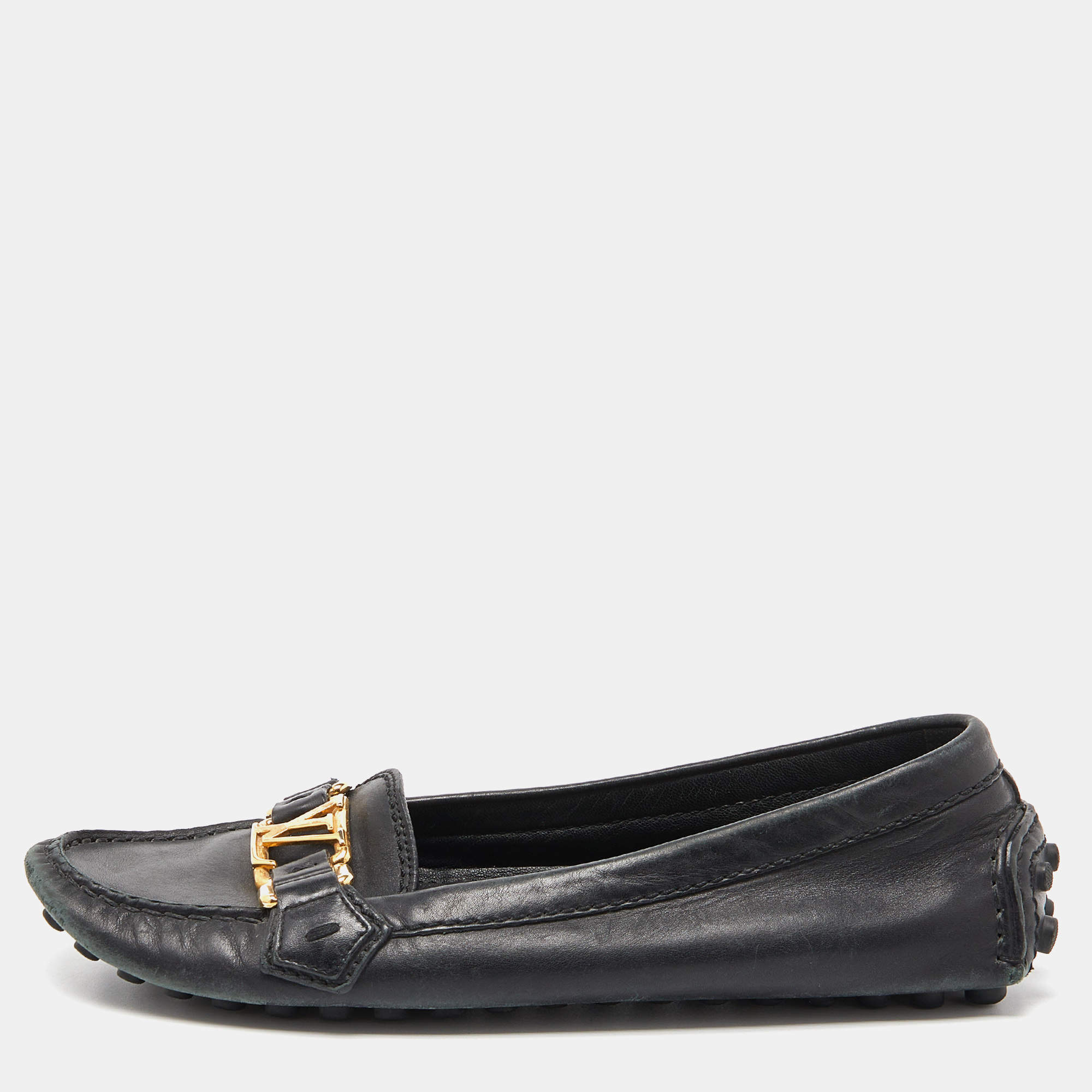 Louis Vuitton Black Leather Oxford Loafers Size 36