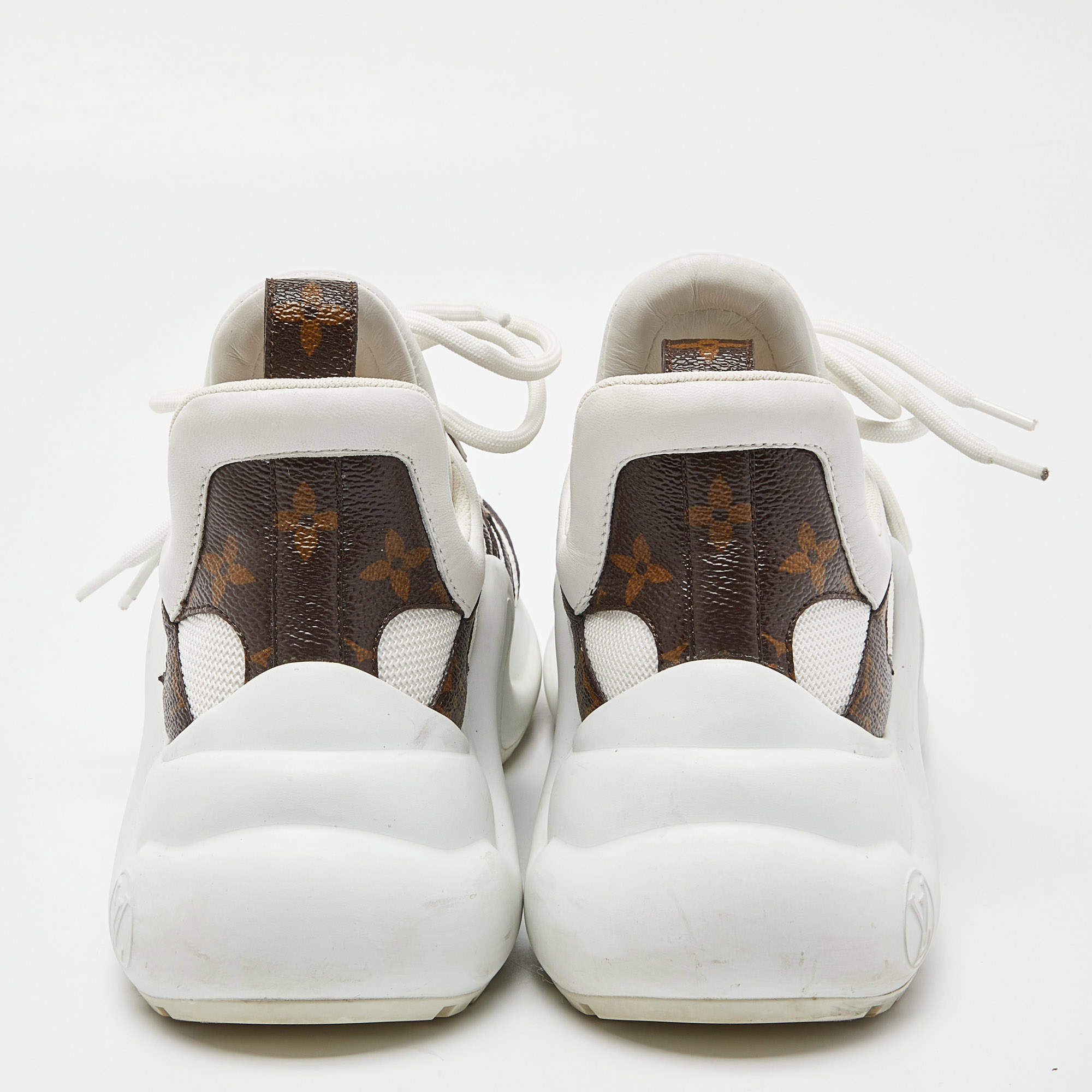 Louis Vuitton White/Brown Monogram Canvas and Nylon Archlight Sneakers Size  36.5