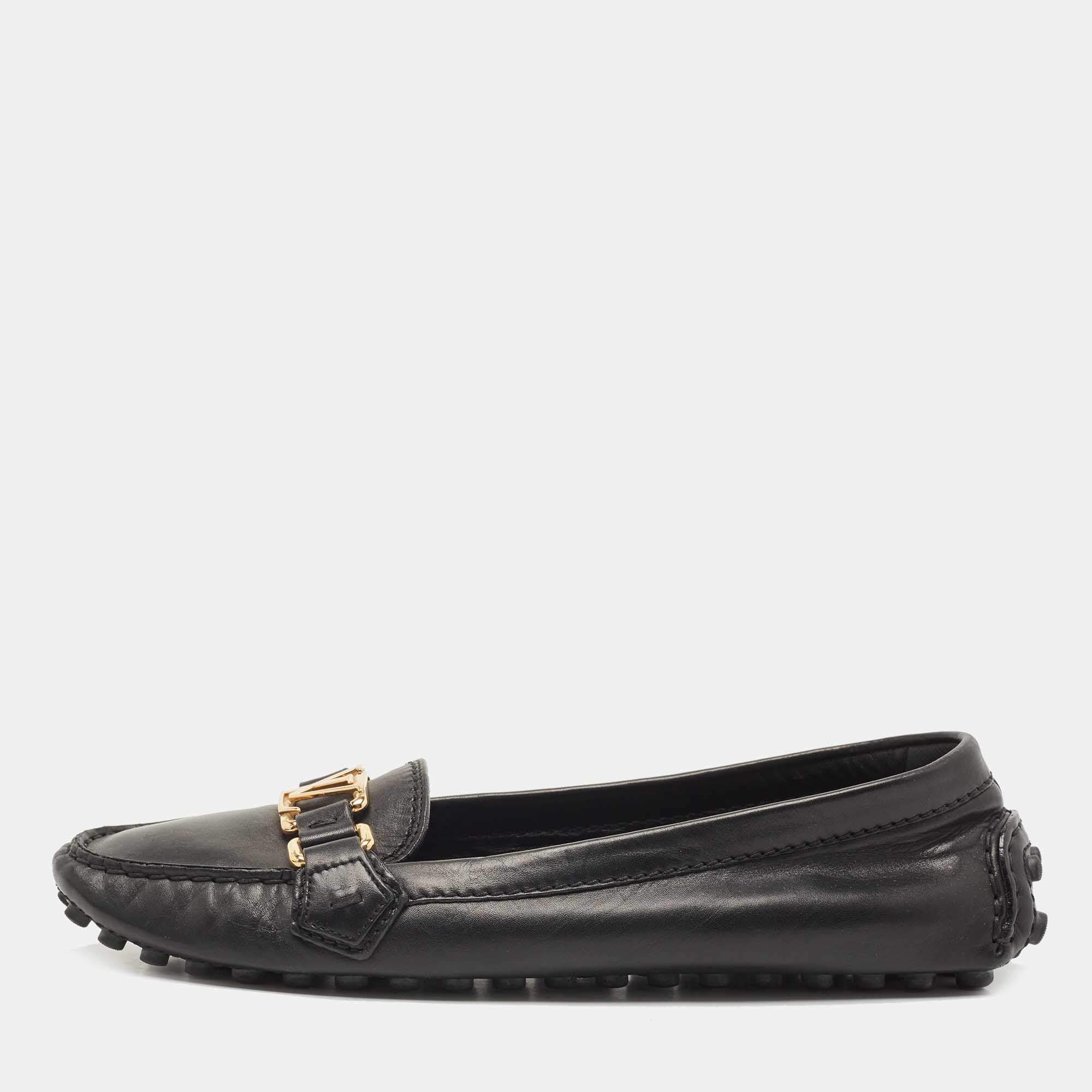 مملوكة مسبقًا Louis Vuitton Black Leather Oxford Loafers Size 39