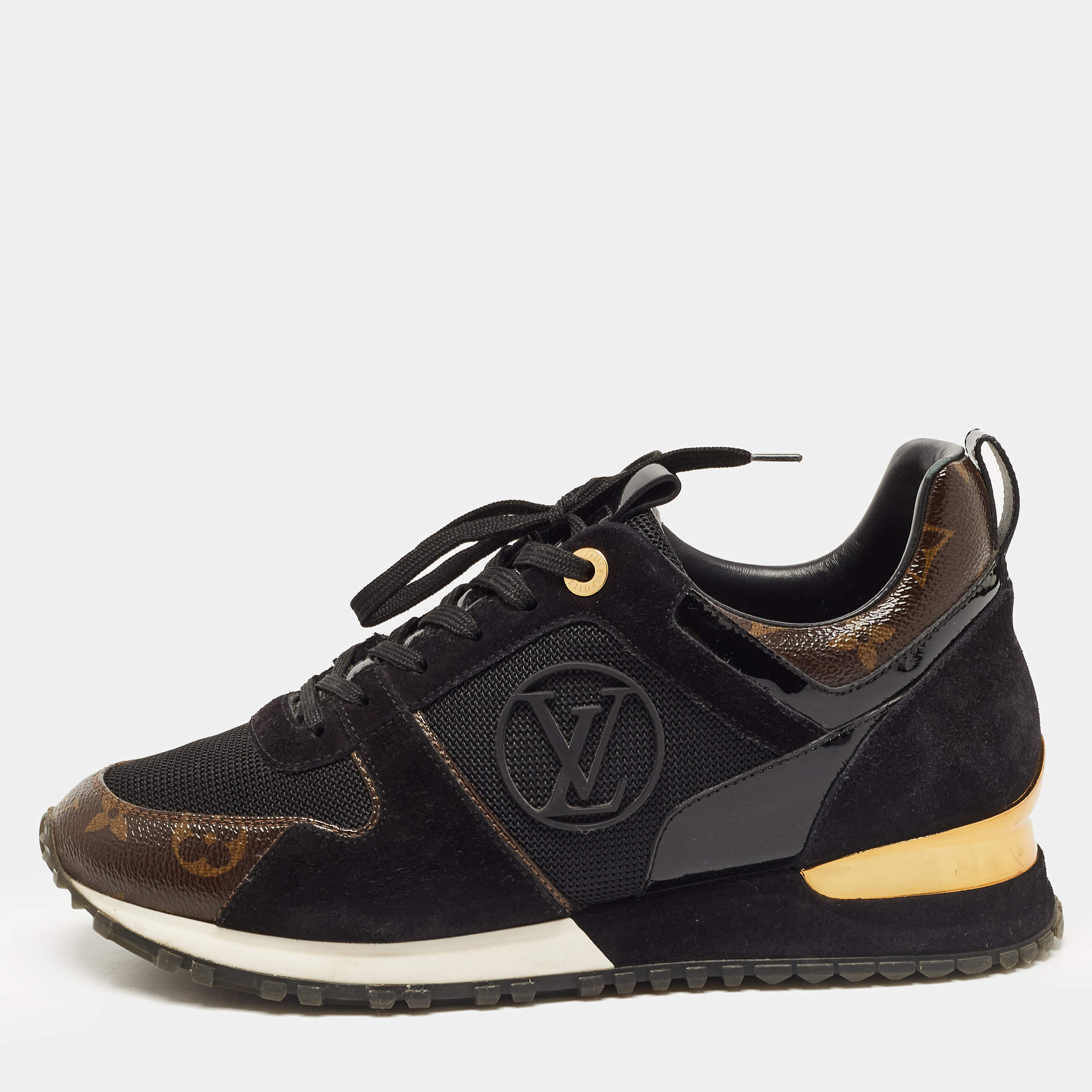 Louis Vuitton Monogram Runway Line Sneakers Black X Brown P13925