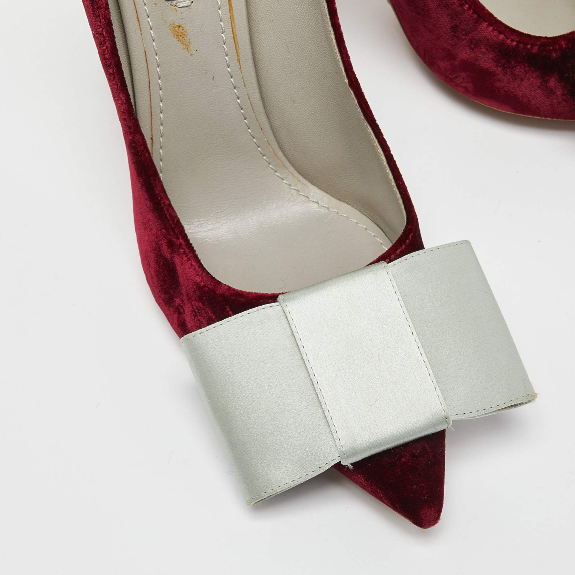 Louis Vuitton Burgundy/Grey Velvet and Satin Bow Crystal