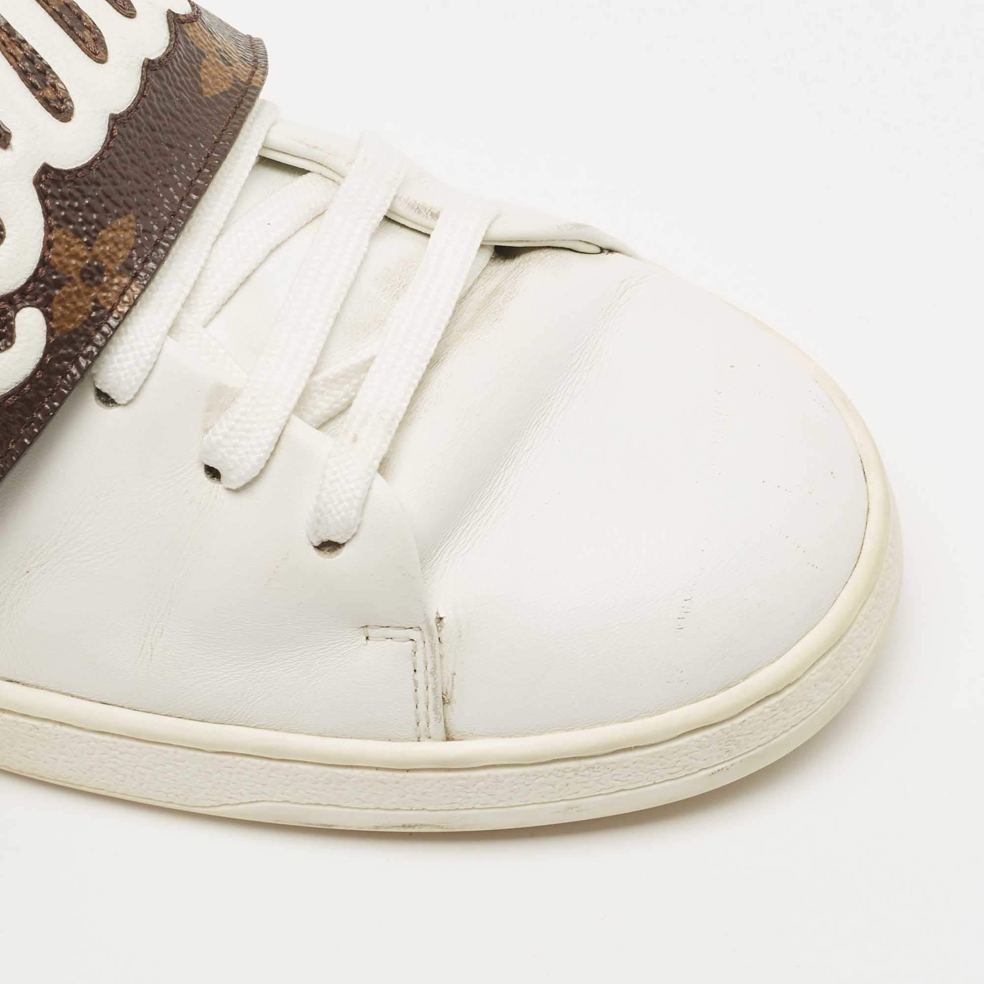 WMNS) LOUIS VUITTON Frontrow Calfskin Rubber Sneakers White/Brown 1A4 -  KICKS CREW
