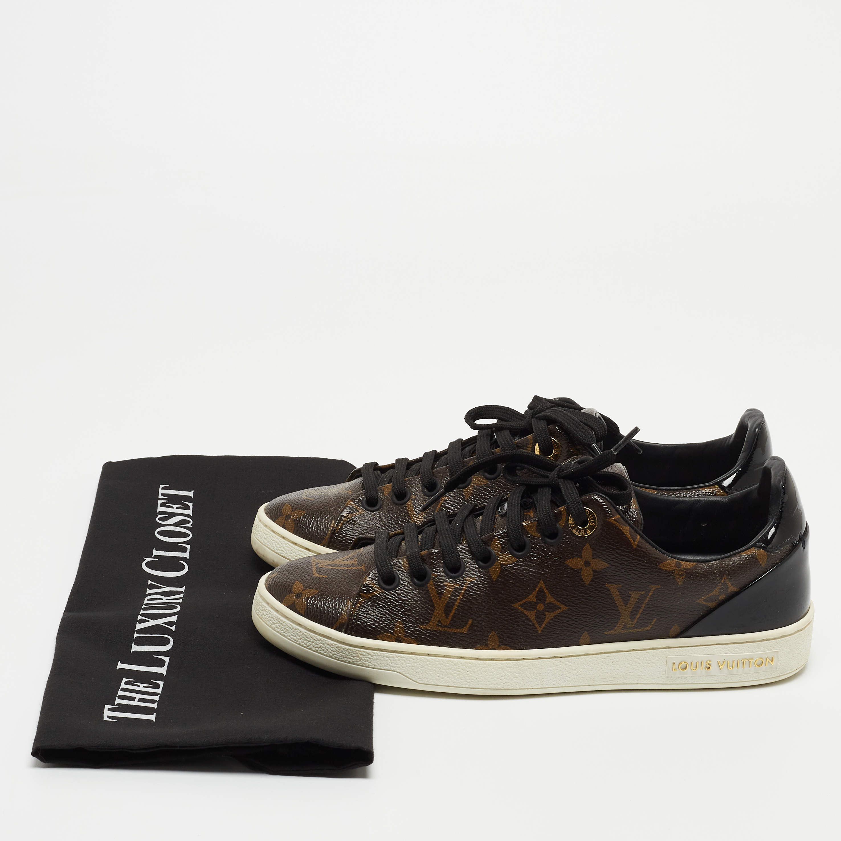 Louis Vuitton Brown Monogram Canvas and Patent Frontrow Sneakers Size 36  Louis Vuitton | The Luxury Closet