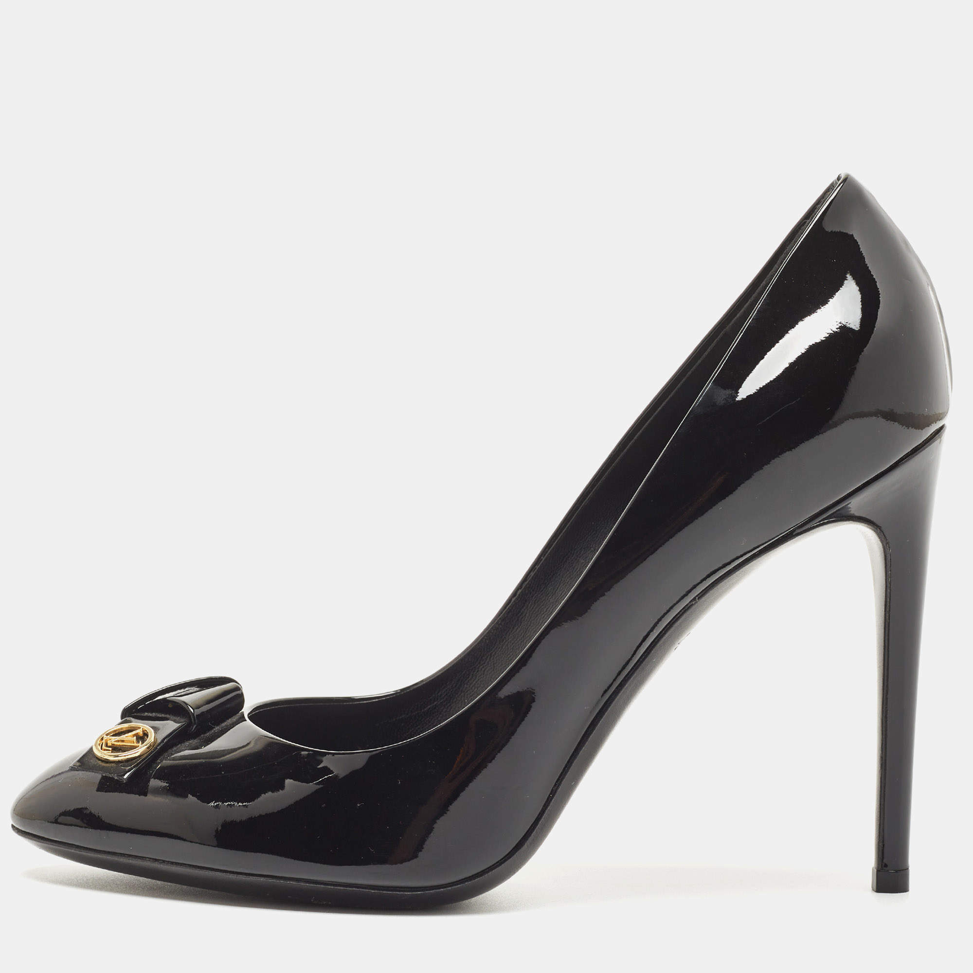 مملوكة مسبقًا حذاء كعب عالي لوي فيتون فيانس جلد أسود لامع مقاس 40