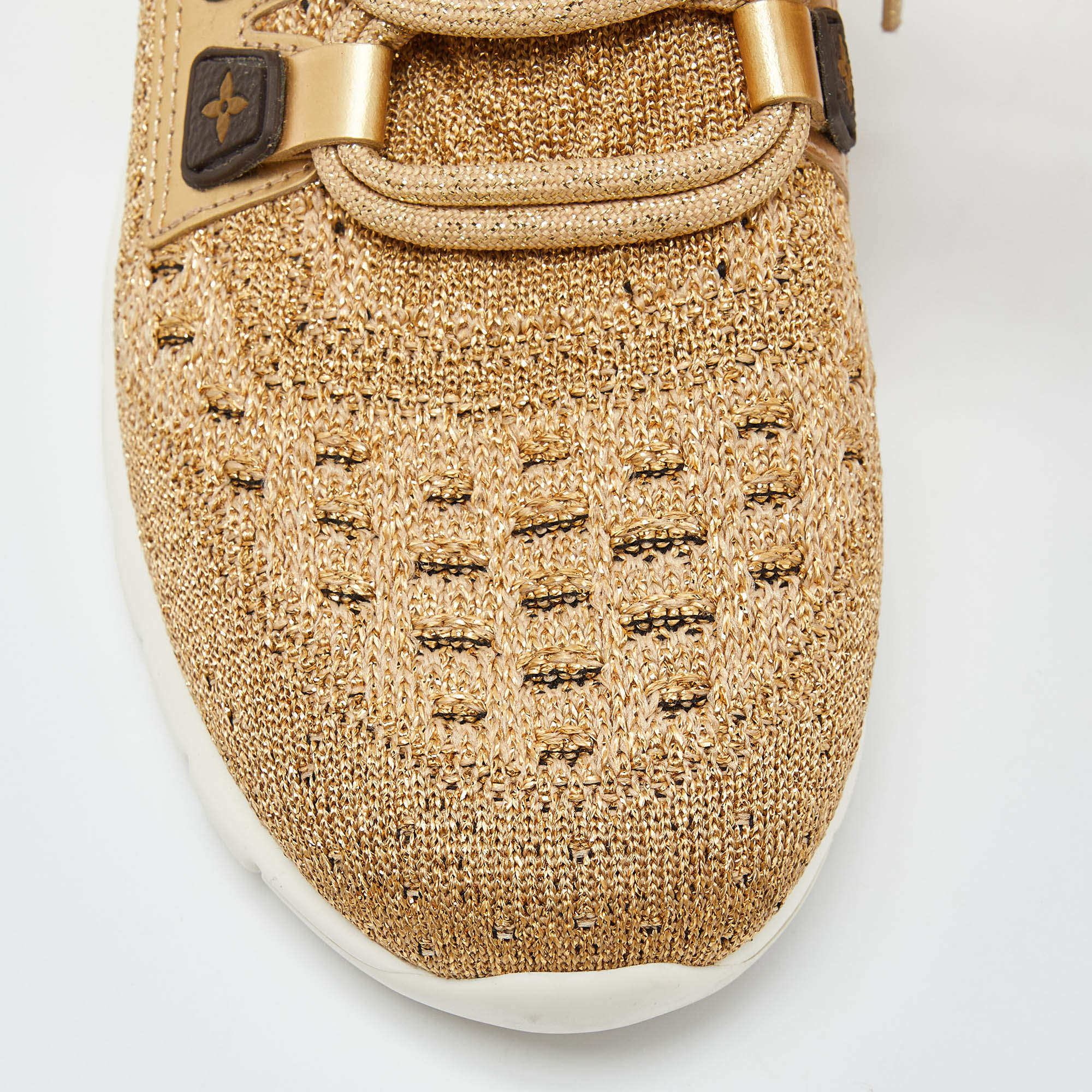 Louis Vuitton Gold Knit Fabric and Leather Aftergame Sneakers Size 36 Louis  Vuitton