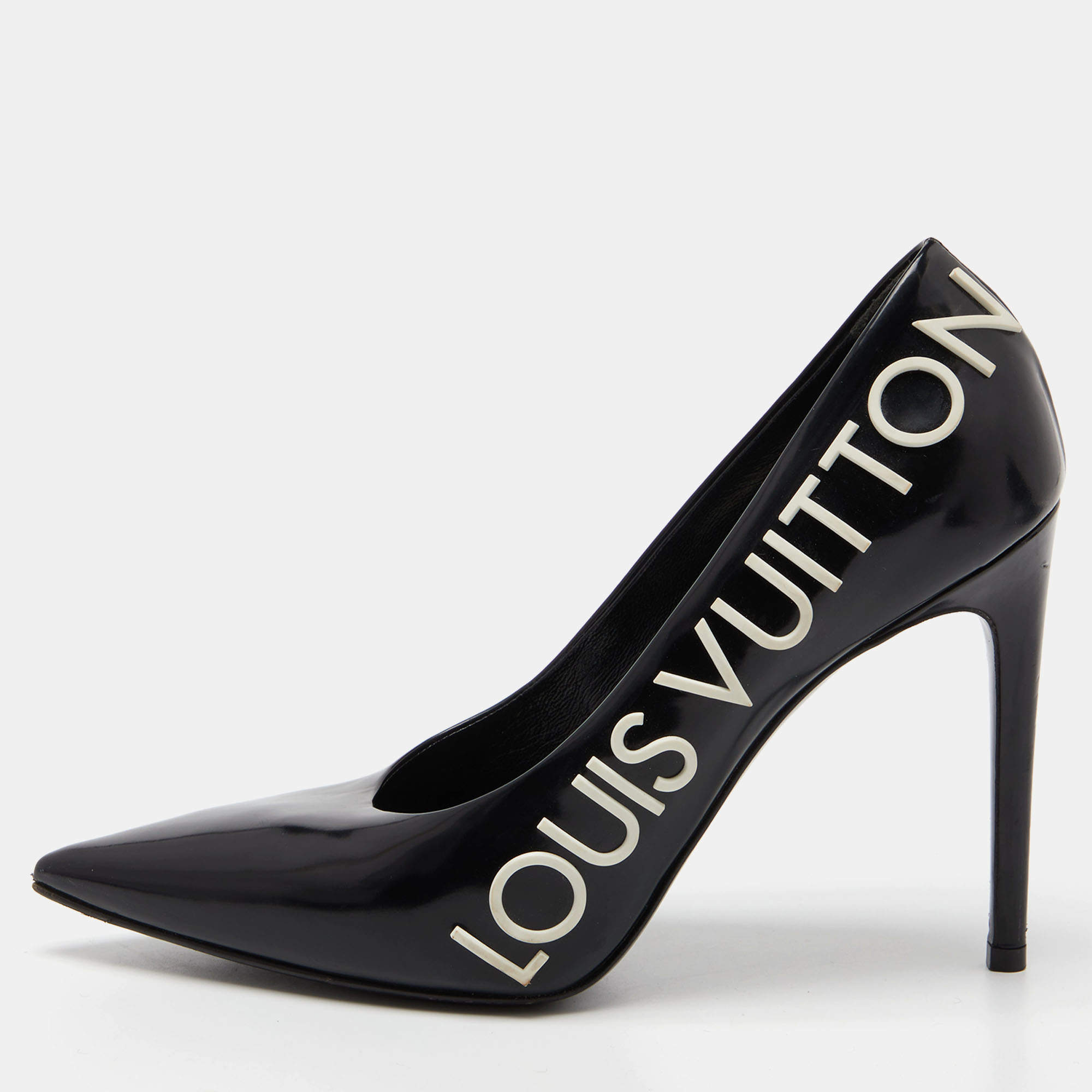 Louis Vuitton White/Black Leather Heartbreaker Pumps Size 39 - ShopStyle