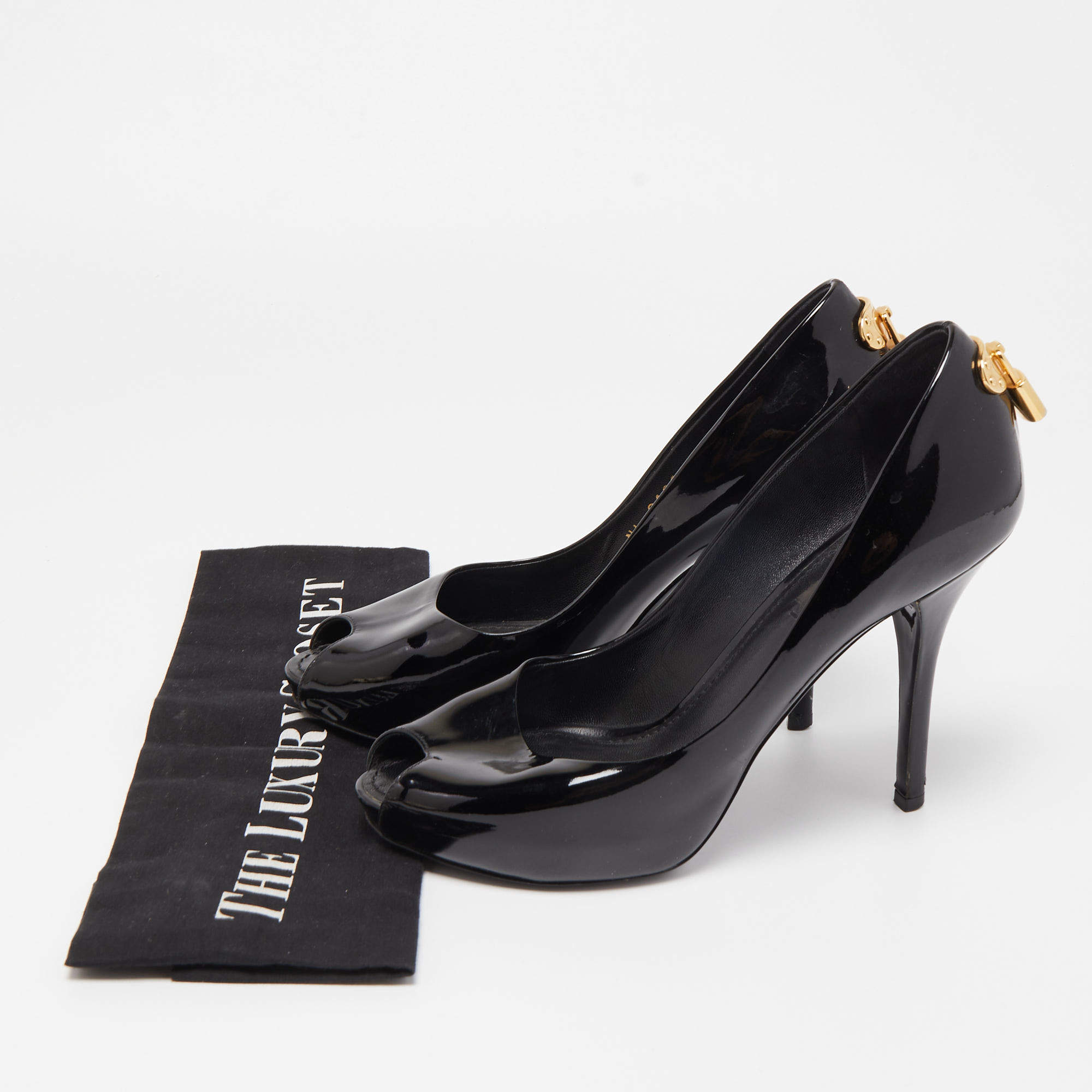 Louis Vuitton Black Patent Leather Oh Really! Peep Toe Pumps Size 10/40.5 -  Yoogi's Closet