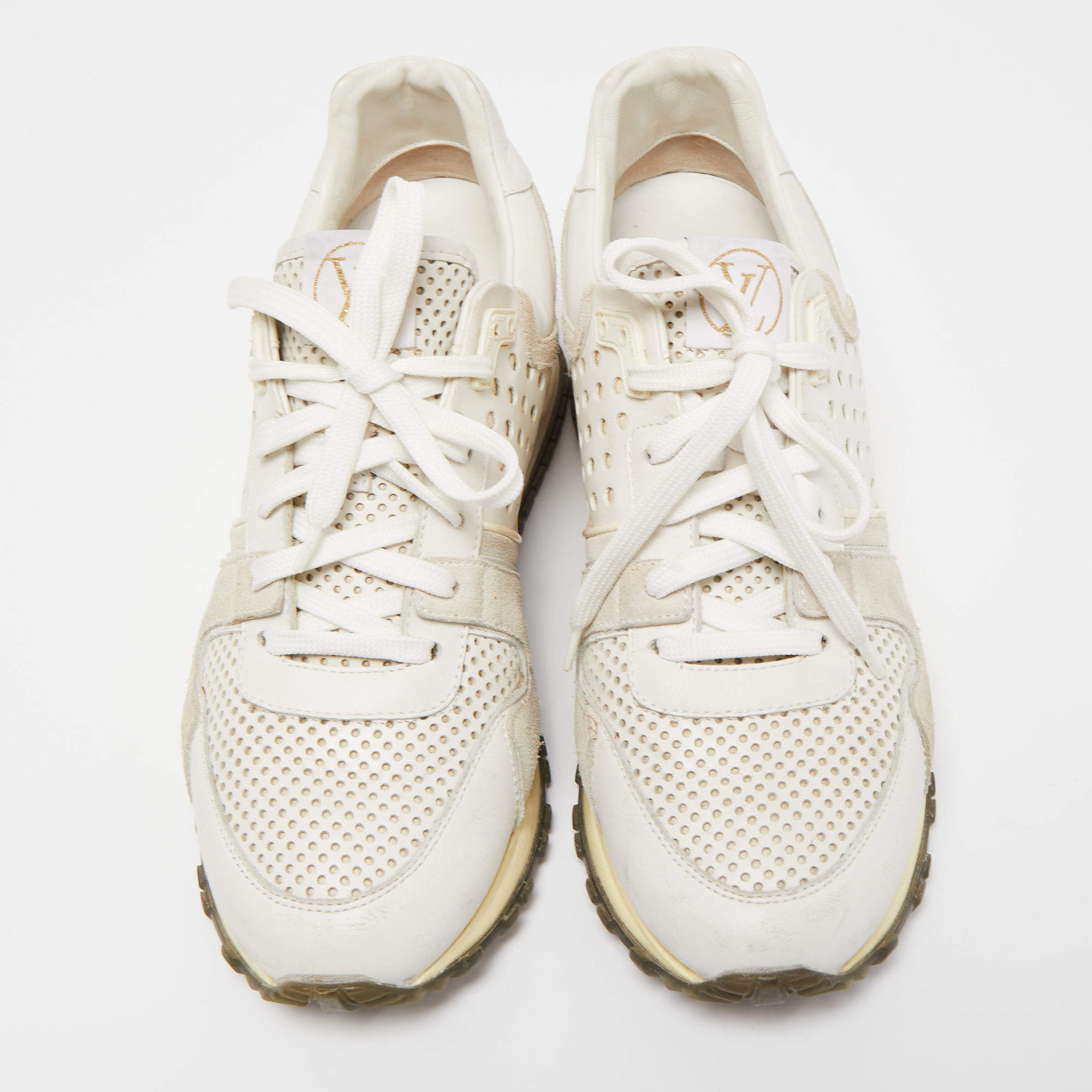 Louis Vuitton White/Grey Canvas and Suede Run Away Sneakers Size 37 Louis  Vuitton | The Luxury Closet