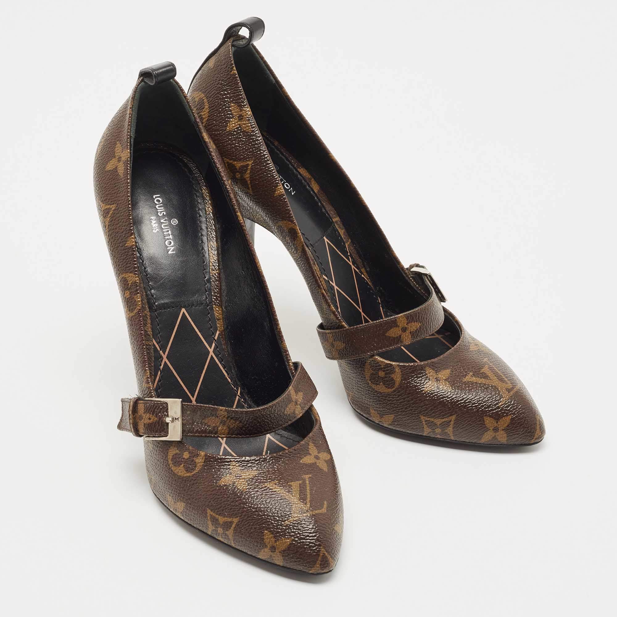 New LOUIS VUITTON LV Monogram Brown STAR POWER High Heel Pumps