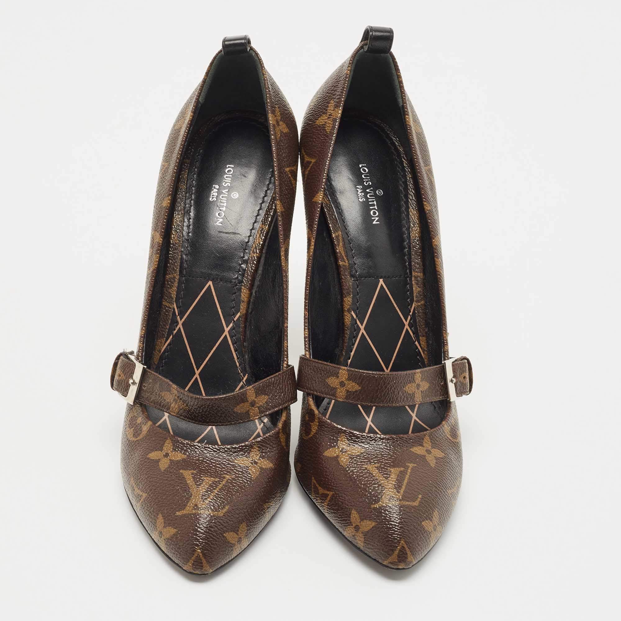 New LOUIS VUITTON LV Monogram Brown STAR POWER High Heel Pumps