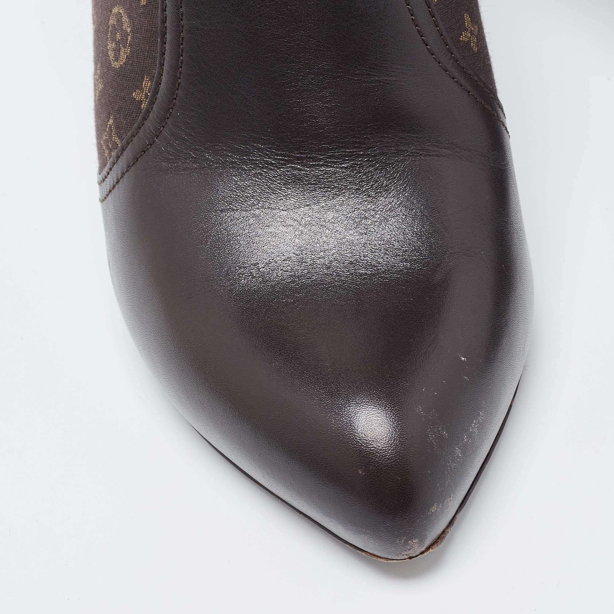 Louis Vuitton Brown Leather Platform Ankle Length Boots Size 38 Louis  Vuitton