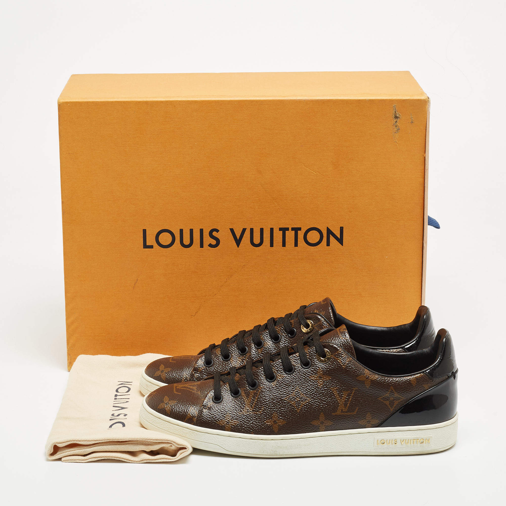 Louis Vuitton 1A1F4L Monogram Canvas & Patent Leather Frontrow Sneakers  Size 40