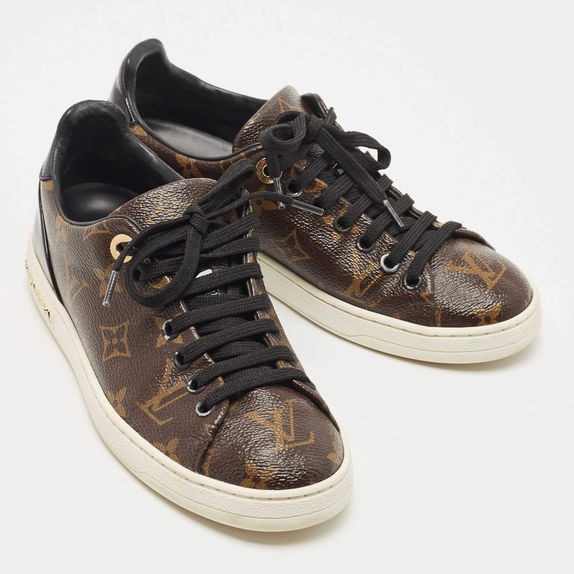 Louis Vuitton Frontrow Black & Brown Monogram Sneakers, Size 9.5 –  Cashinmybag